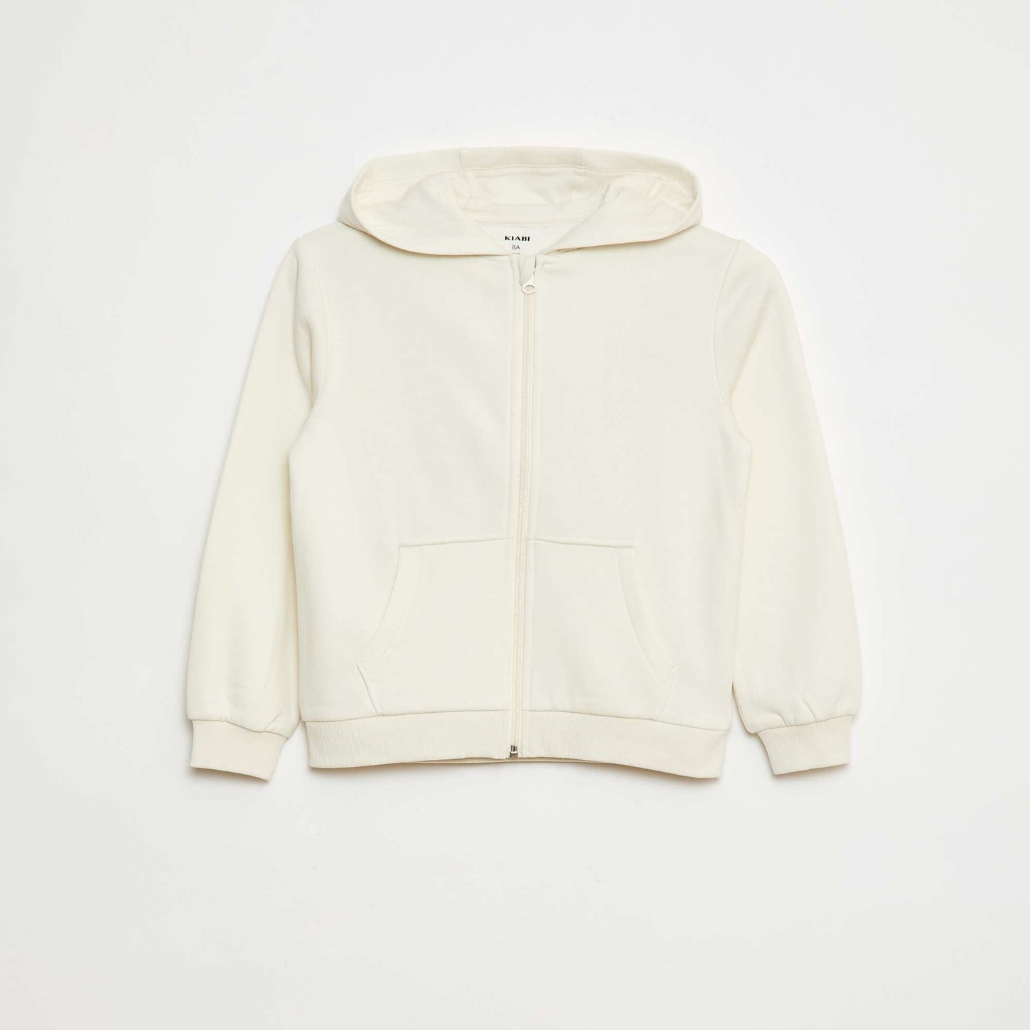 Sweat uni zippé à capuche BEIGE