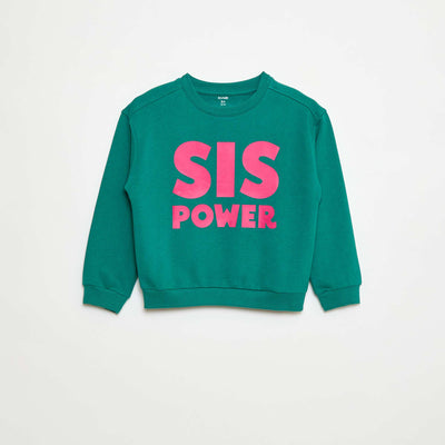 Sweat imprimé message 'sisters' VERT