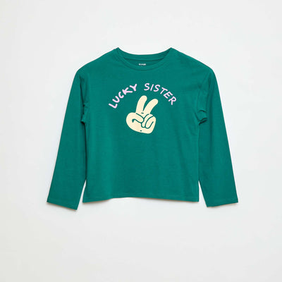T-shirt rayure en coton VERT