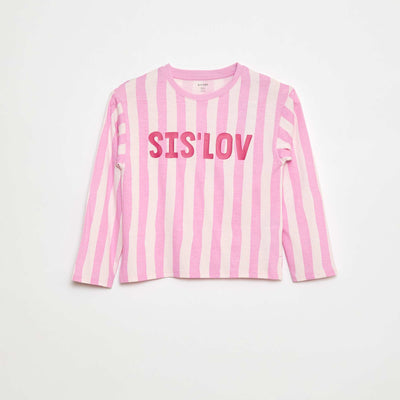 T-shirt rayure en coton ROSE