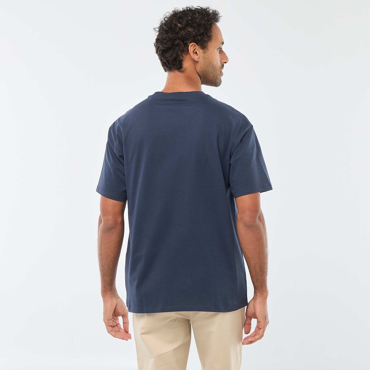 T-shirt uni à manches courtes avec poche poitrine BLEU