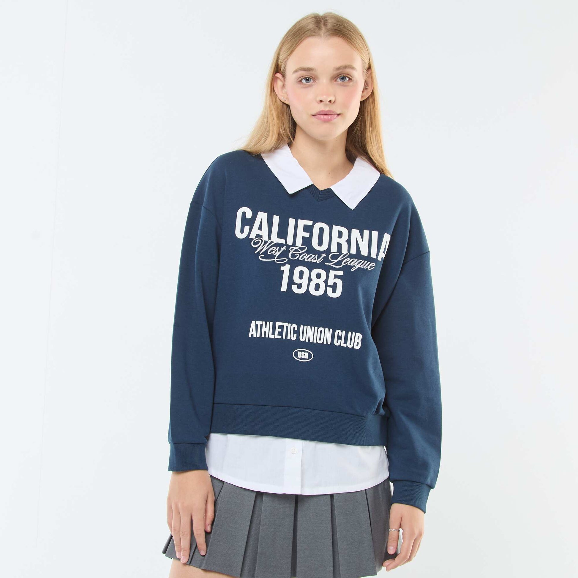 Sweat 2-en-1 avec chemise BLEU