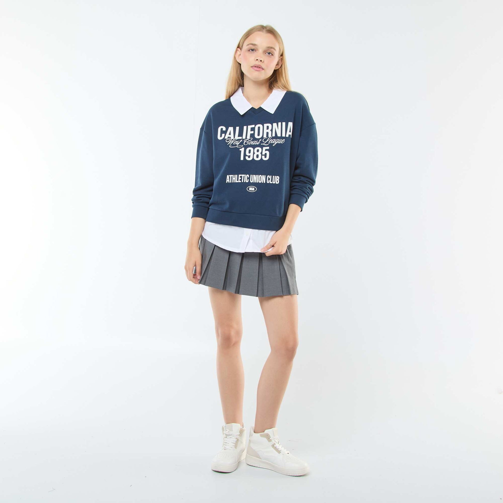 Sweat 2-en-1 avec chemise BLEU