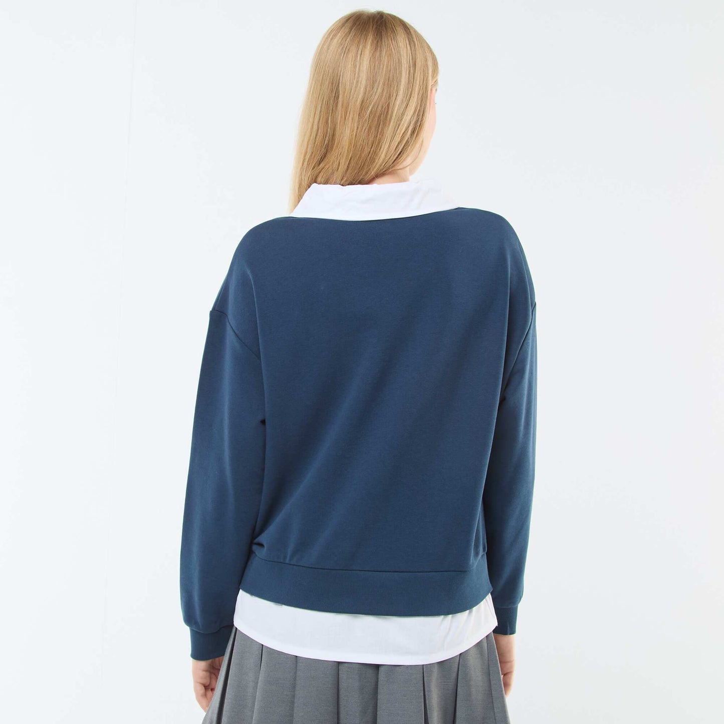 Sweat 2-en-1 avec chemise BLEU