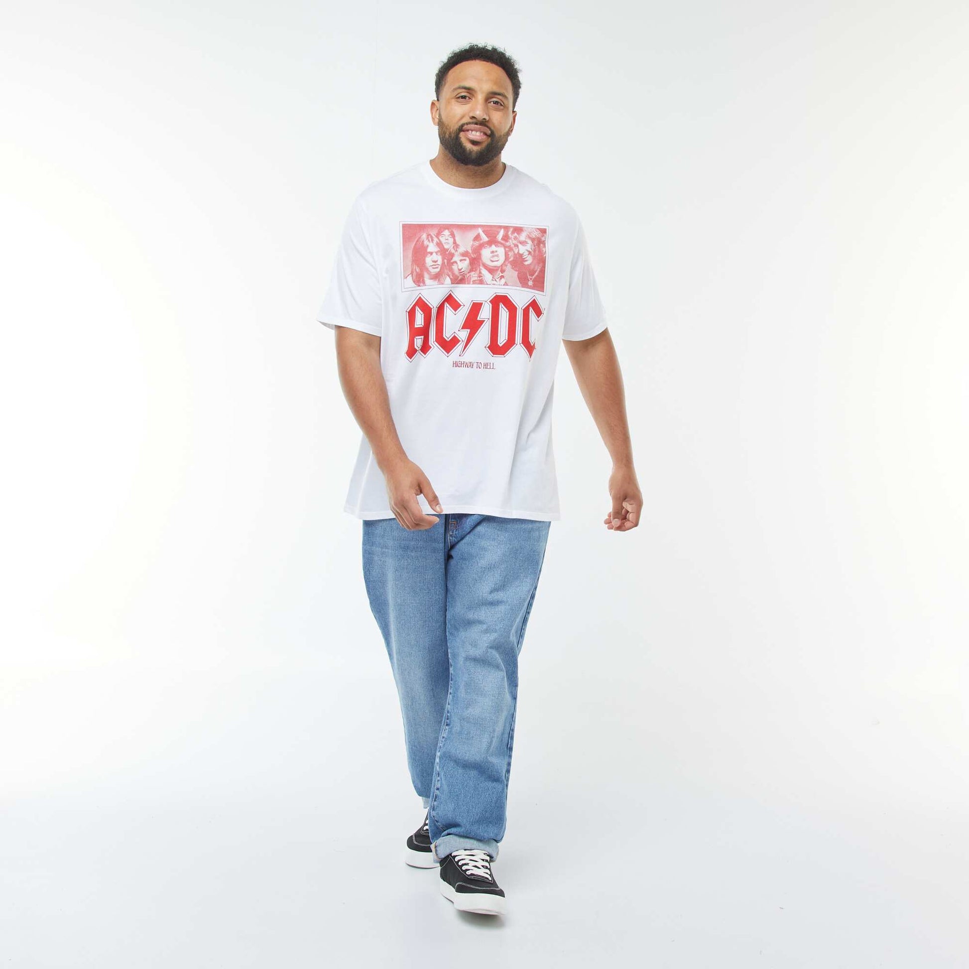 T-shirt imprimé 'AC/DC' manches courtes BLANC