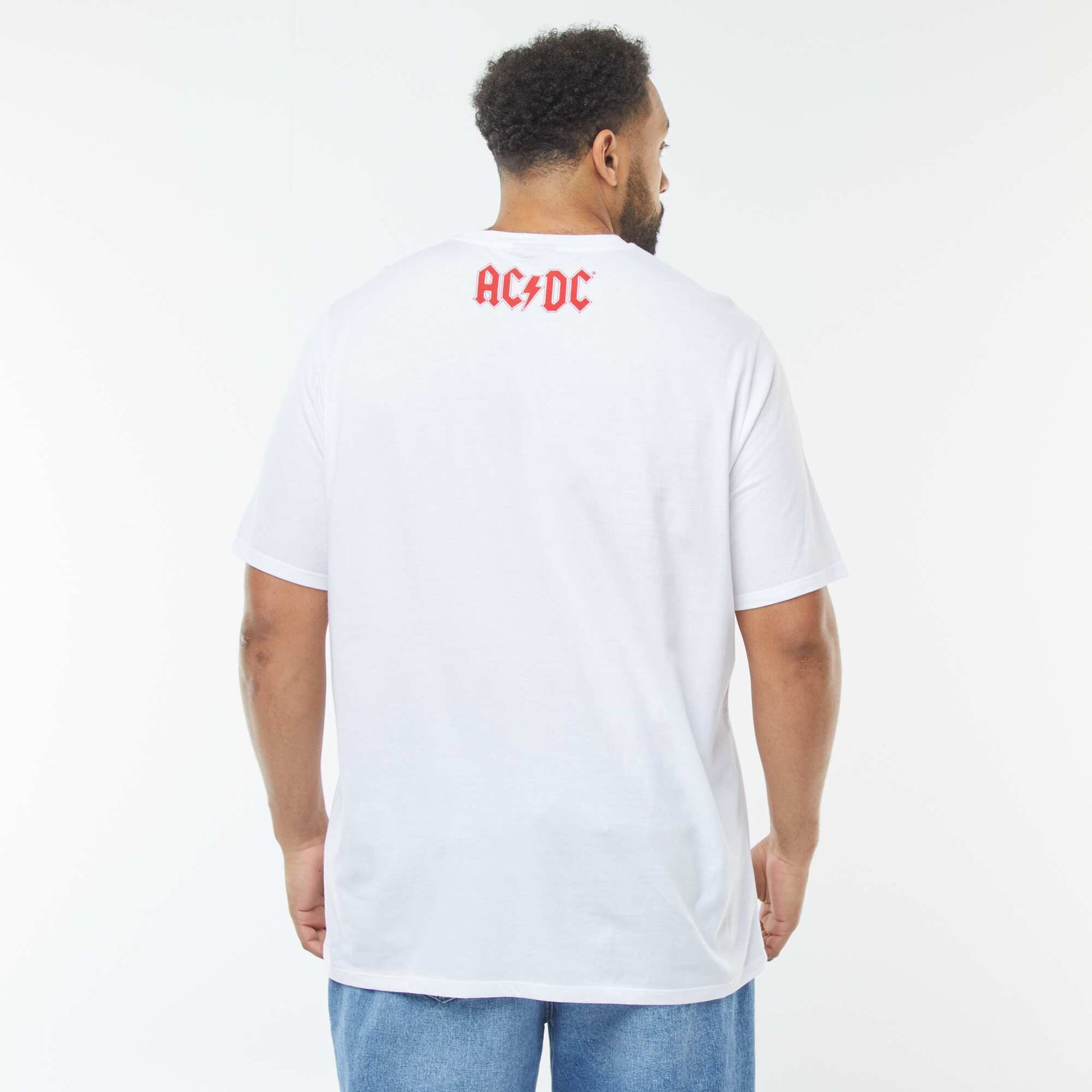 T-shirt imprimé 'AC/DC' manches courtes BLANC