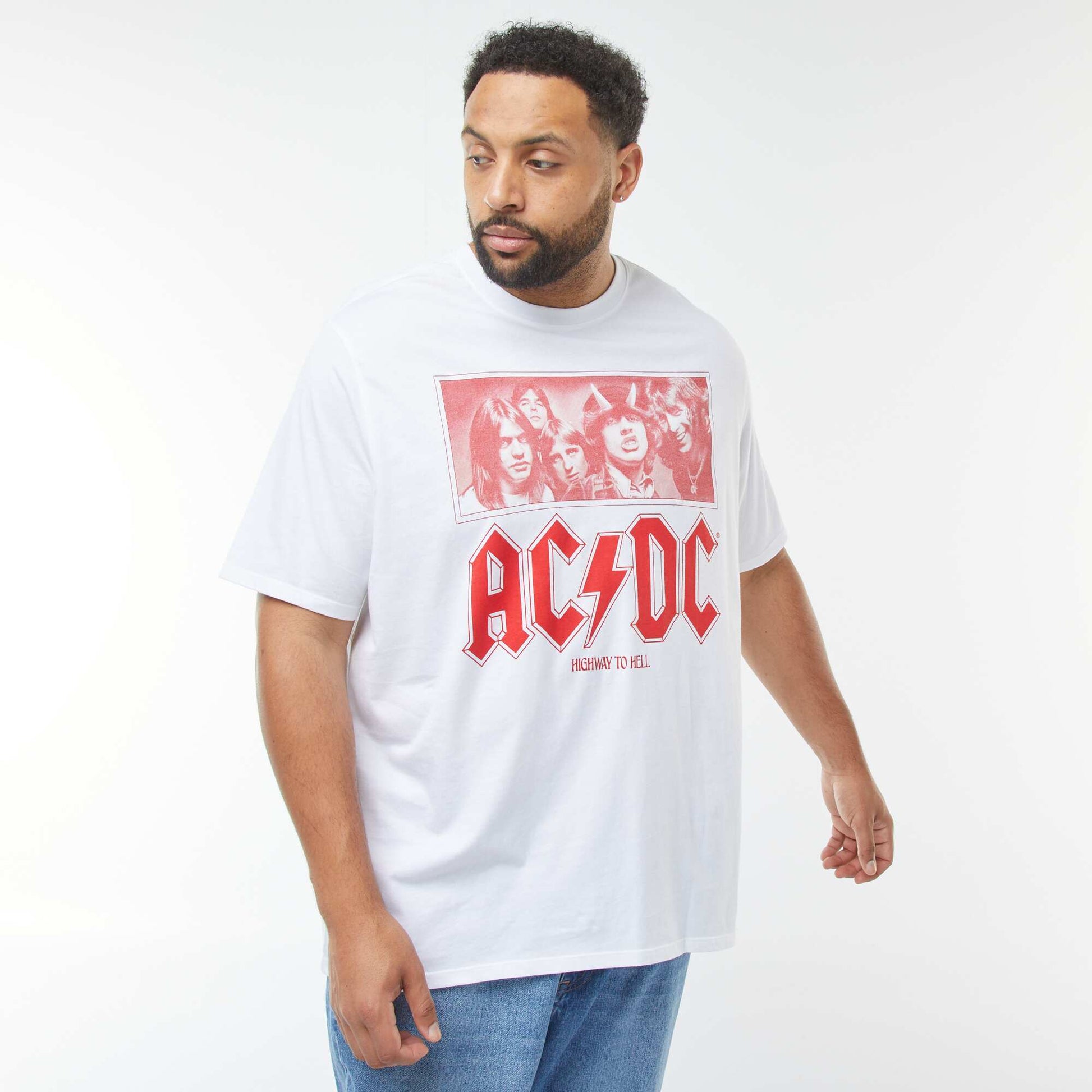 T-shirt imprimé 'AC/DC' manches courtes BLANC