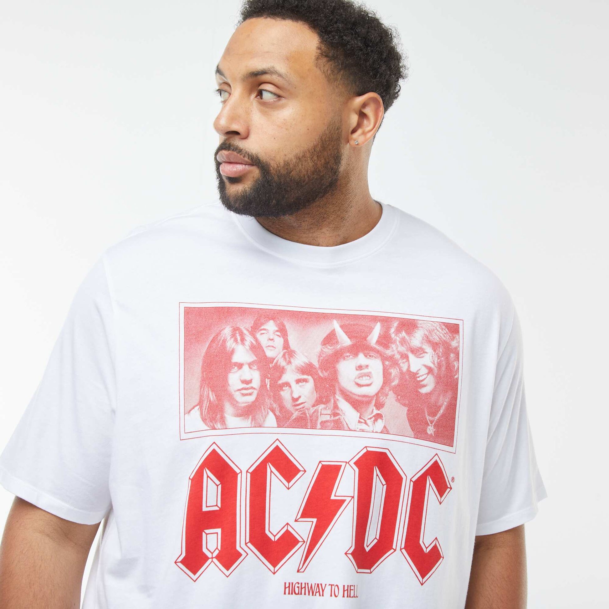 T-shirt imprimé 'AC/DC' manches courtes BLANC