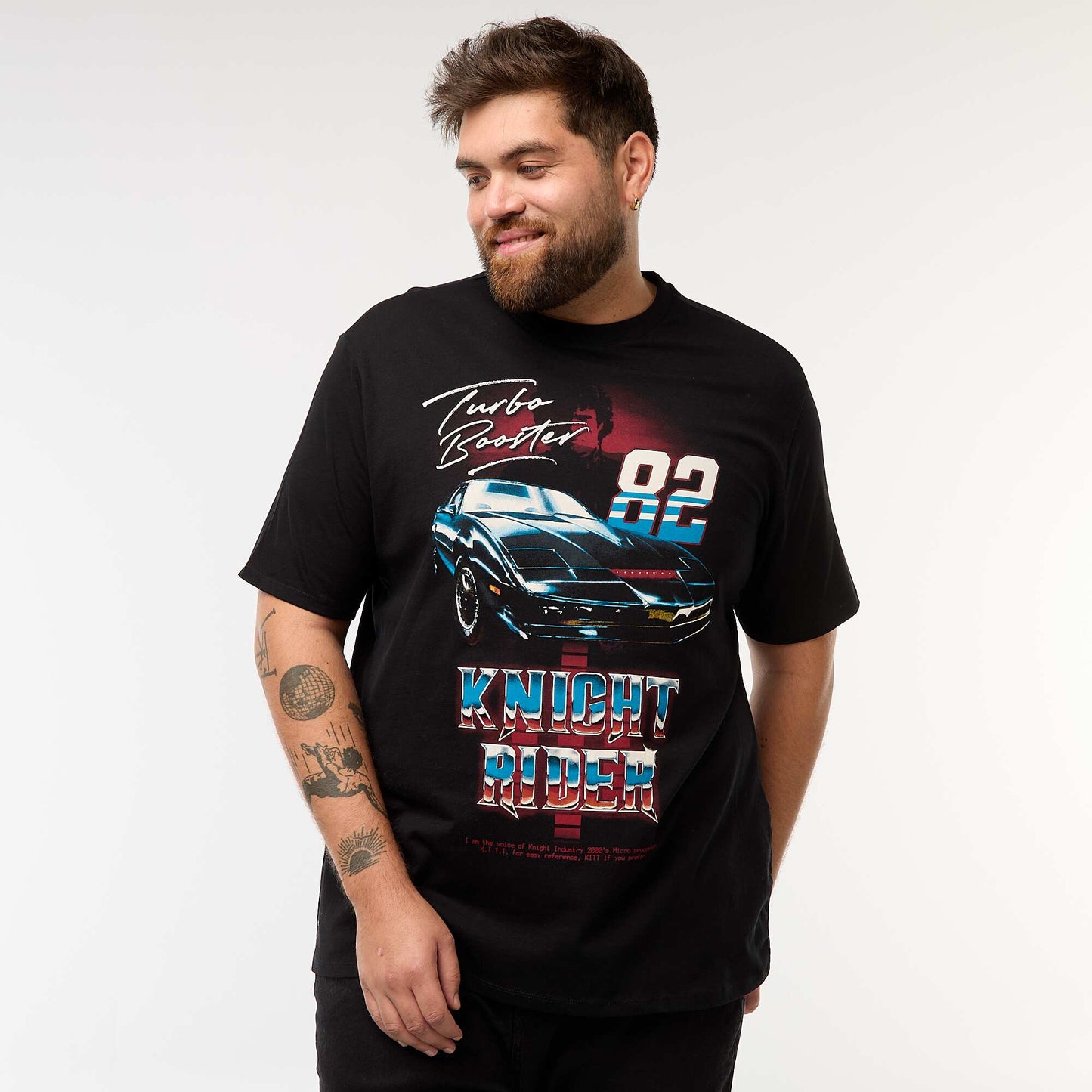 T-shirt imprimé 'K2000' à manches courtes NOIR