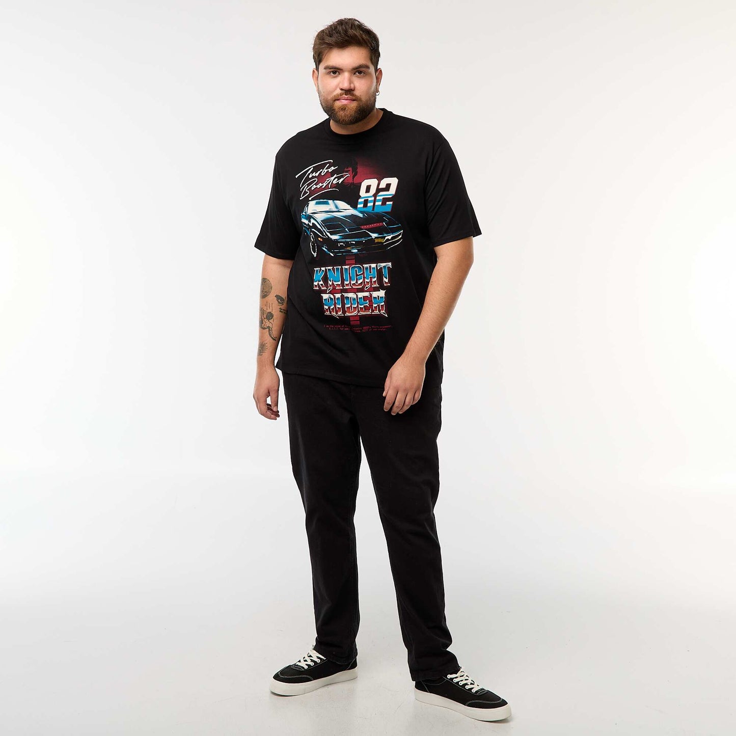 T-shirt imprimé 'K2000' à manches courtes NOIR