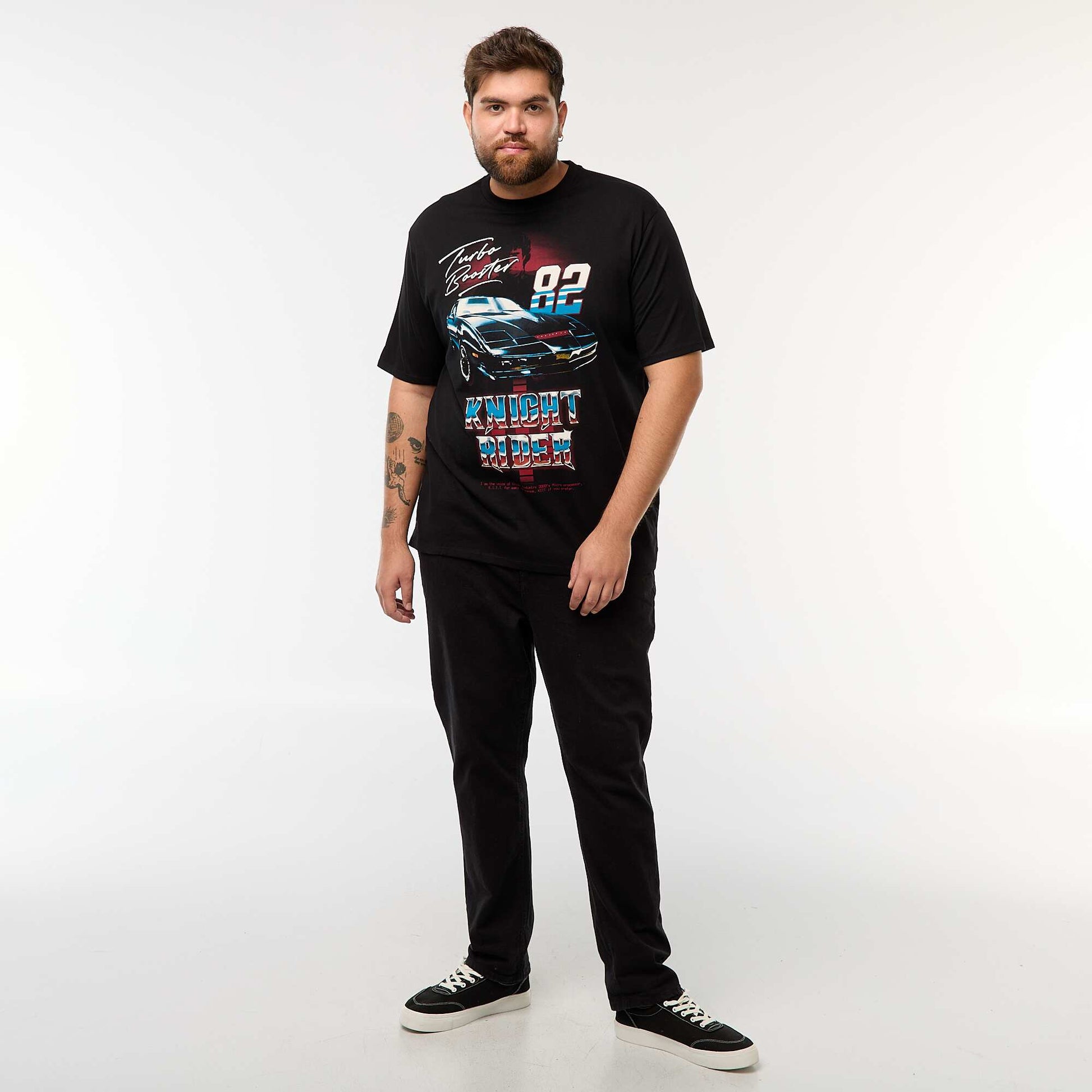 T-shirt imprimé 'K2000' à manches courtes NOIR