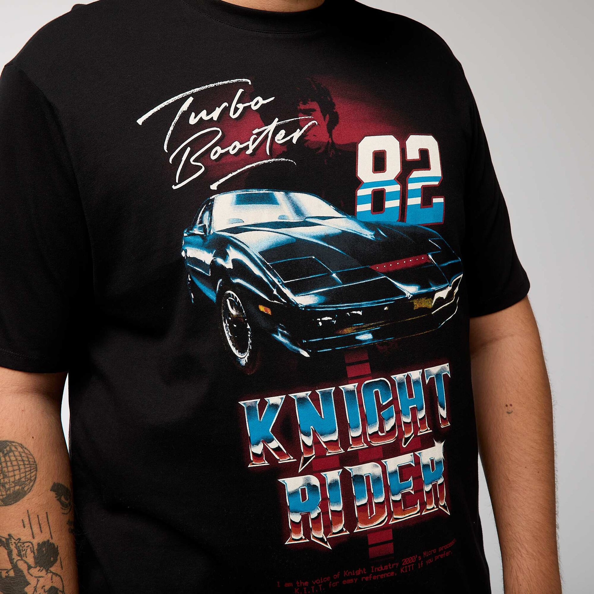 T-shirt imprimé 'K2000' à manches courtes NOIR