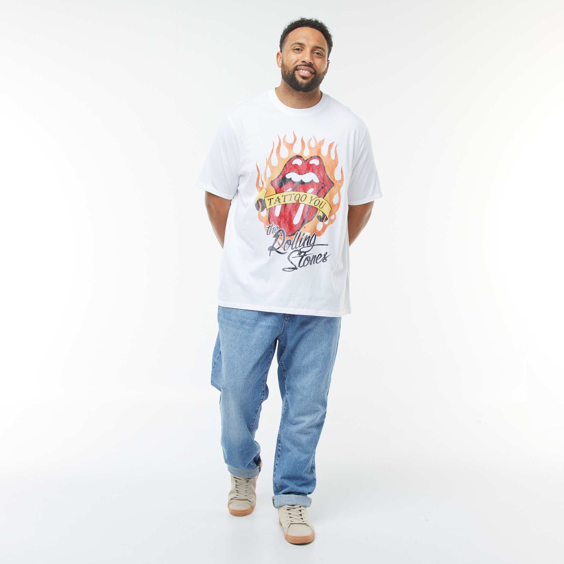 T-shirt 'Rolling Stones' manches courtes et col rond BLANC
