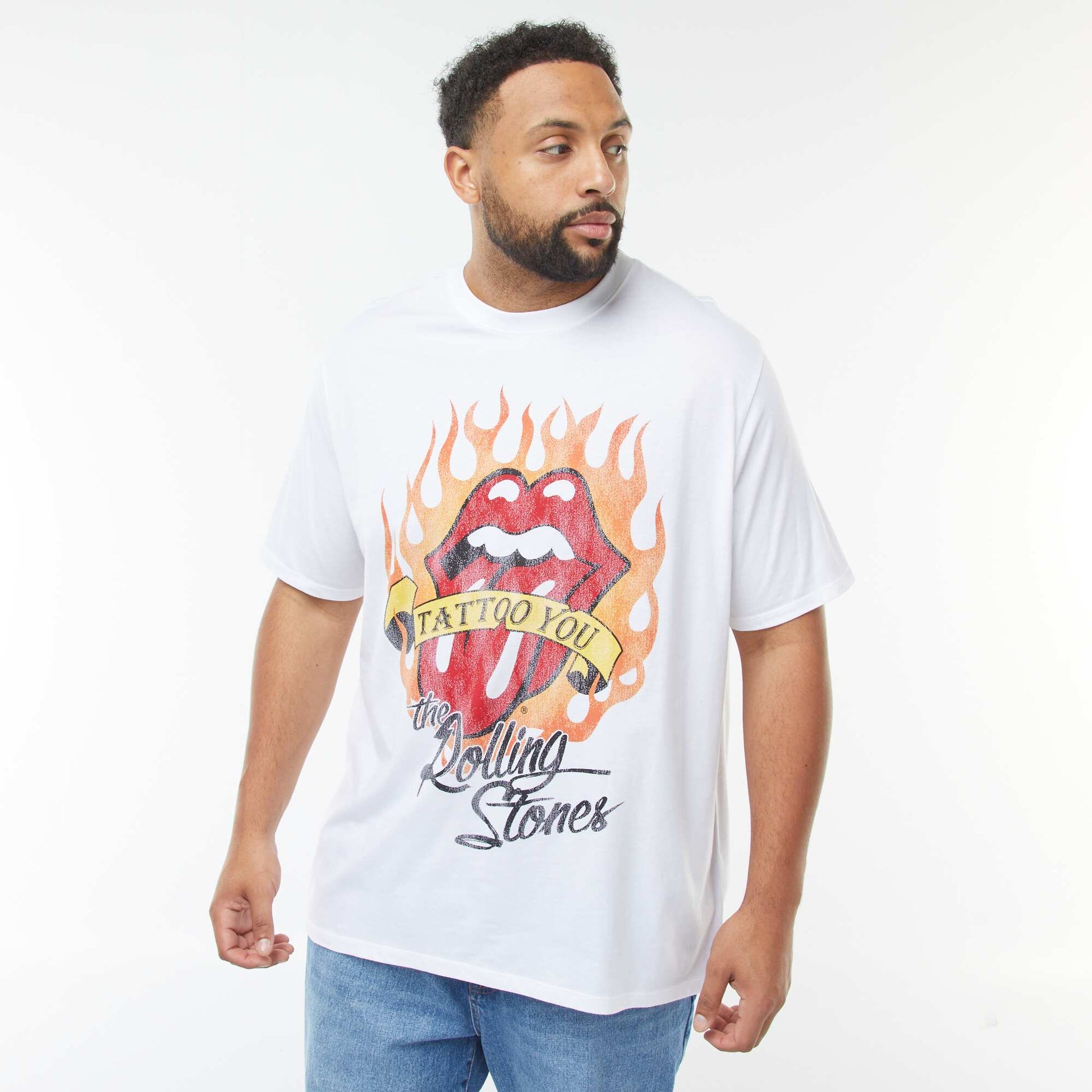 T-shirt 'Rolling Stones' manches courtes et col rond BLANC
