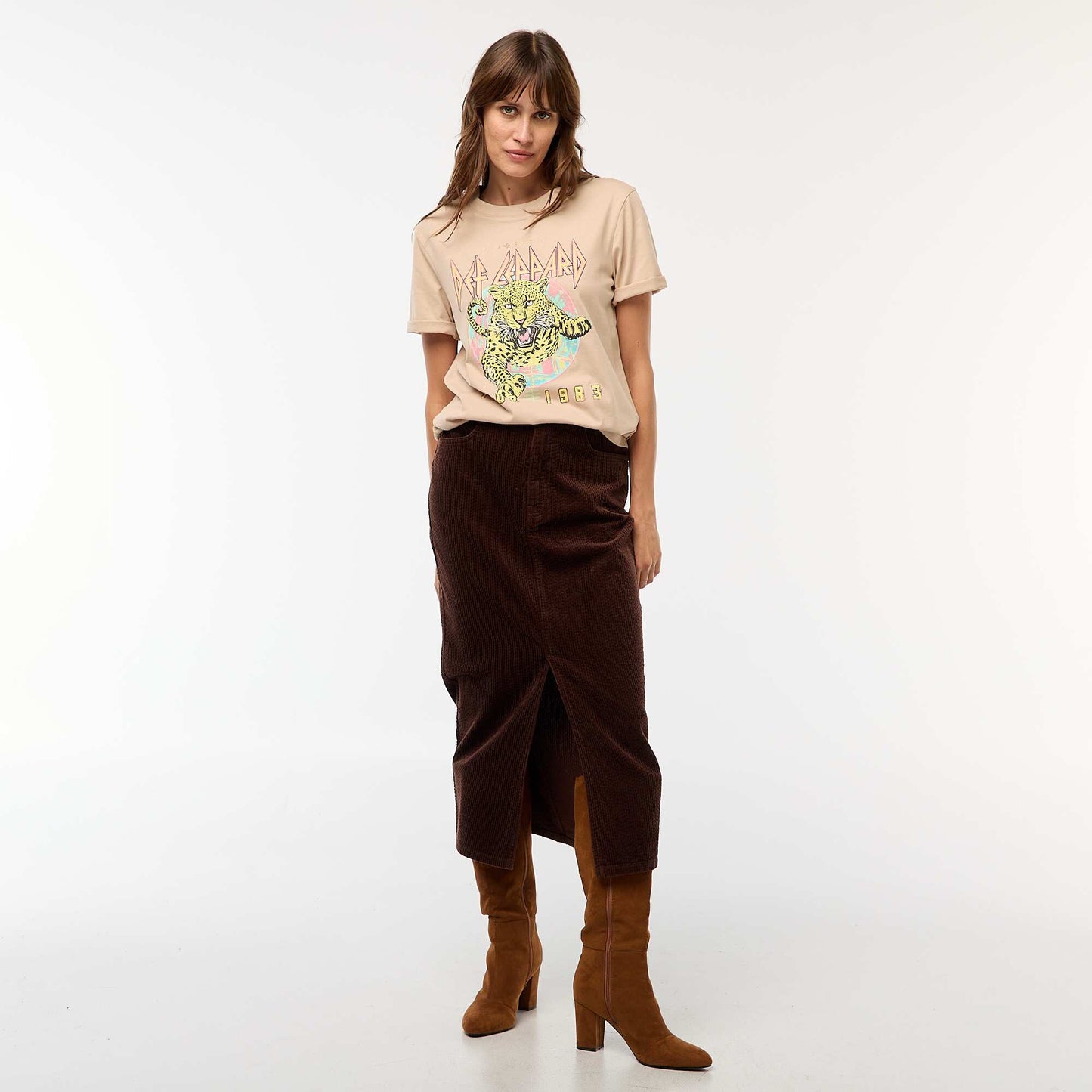 Tee-shirt imprimé 'Def Leppard' BEIGE