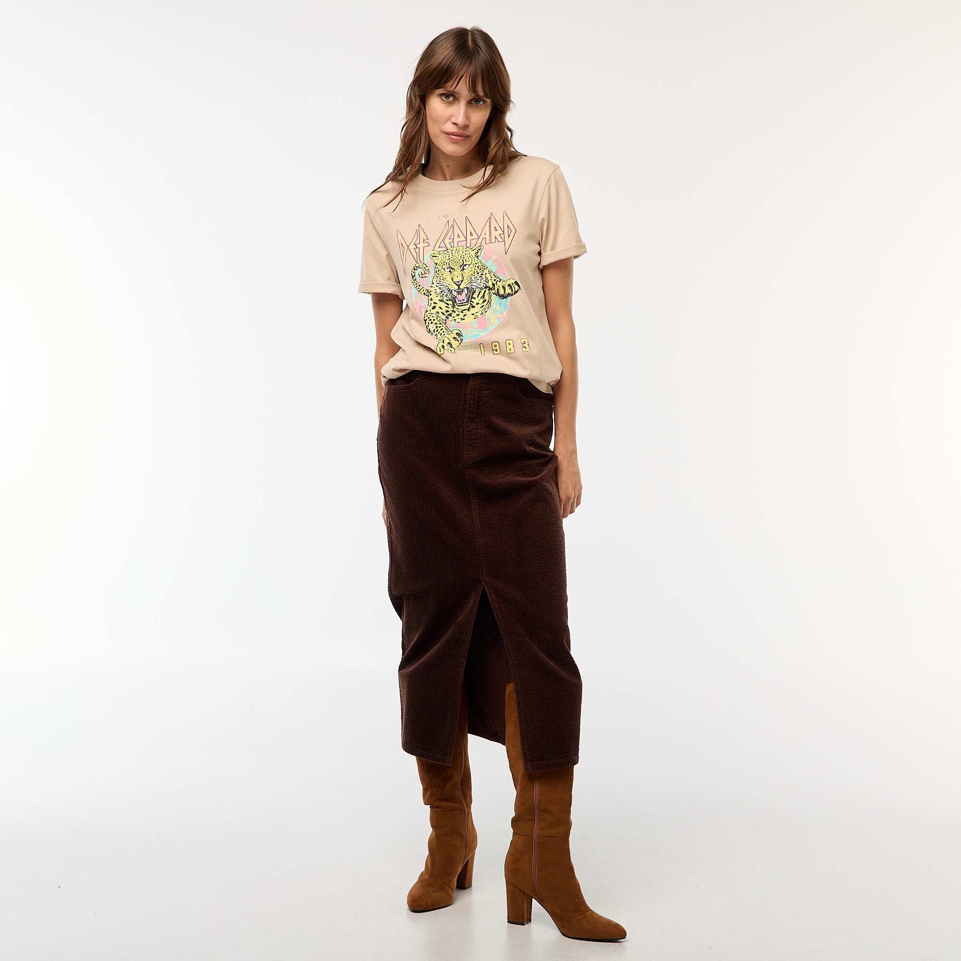 Tee-shirt imprimé 'Def Leppard' BEIGE