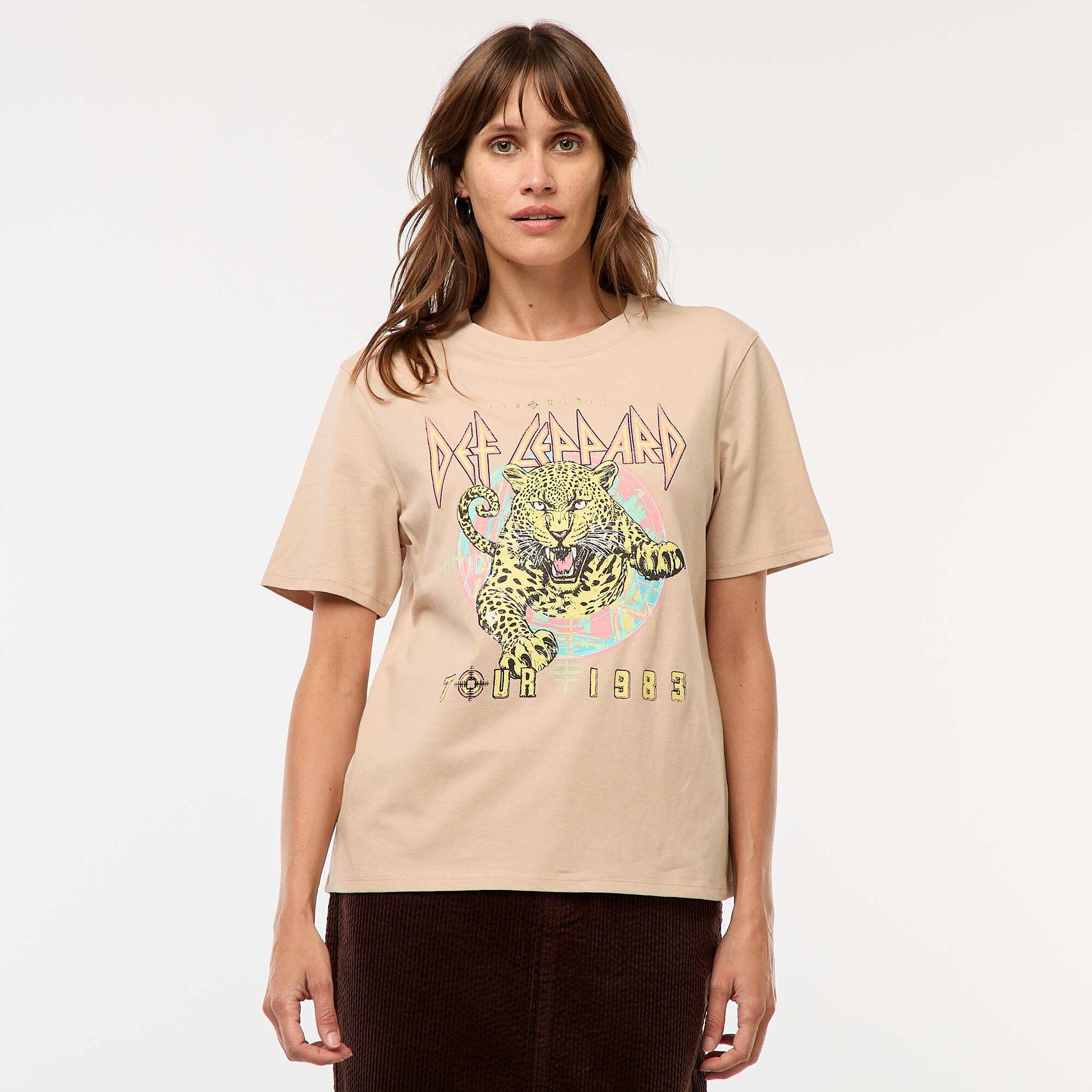 Tee-shirt imprimé 'Def Leppard' BEIGE