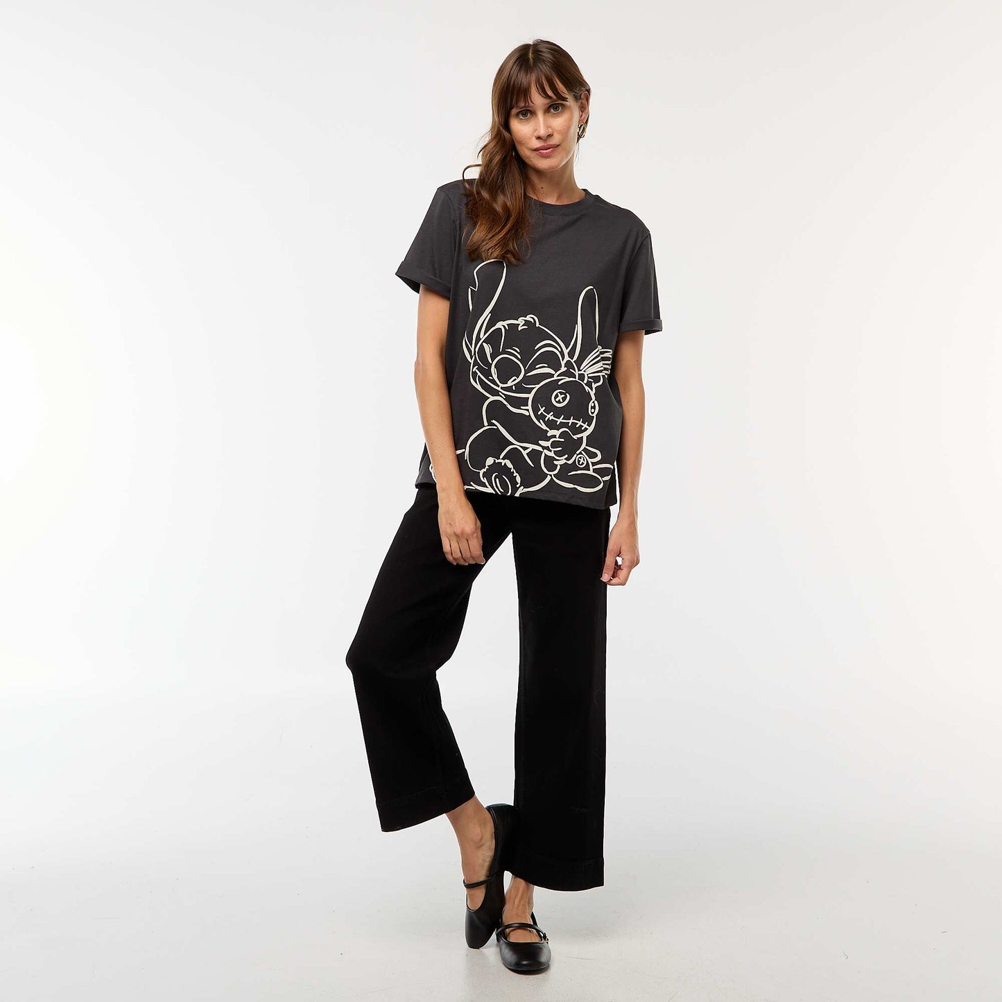 Tee-shirt imprimé 'Stitch' NOIR