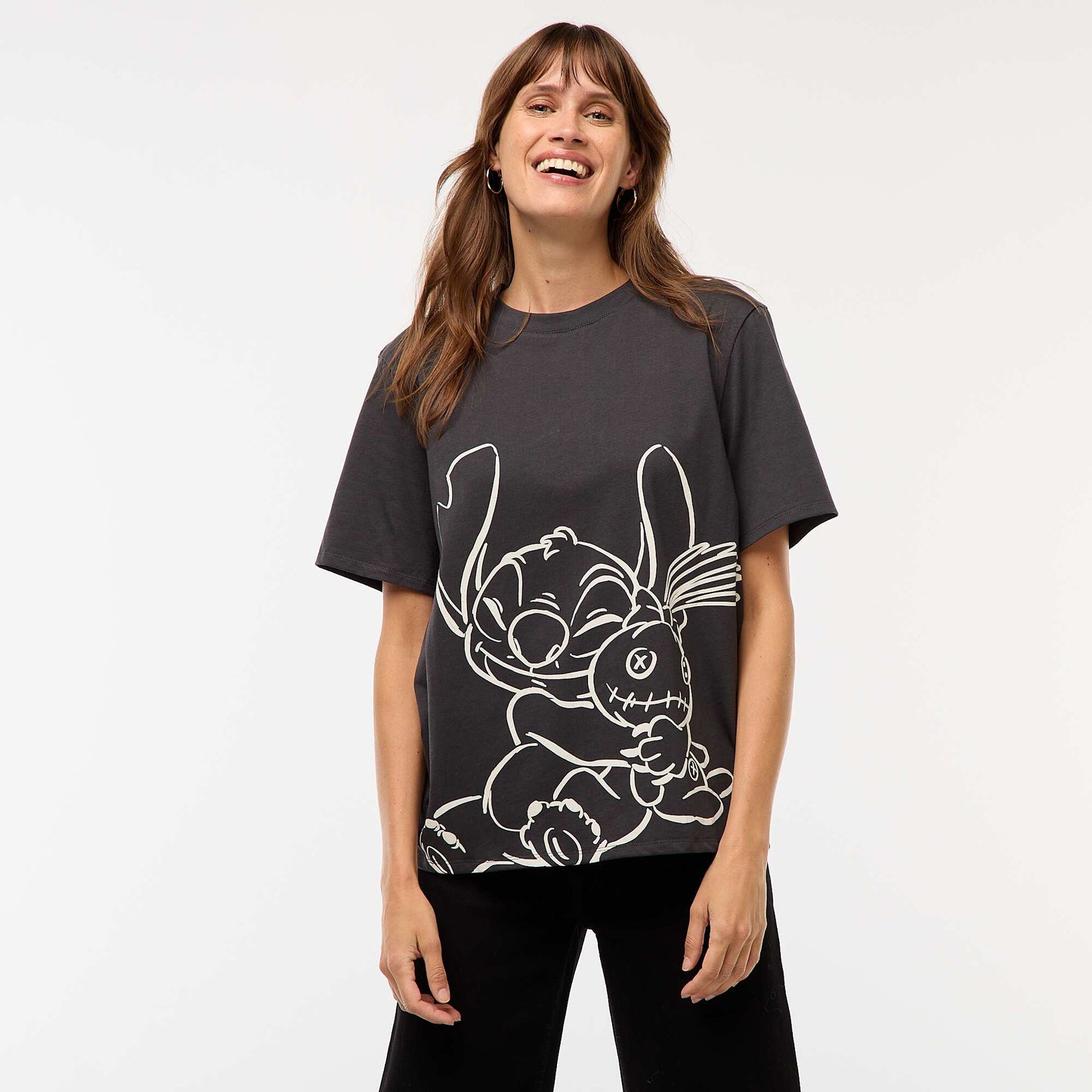 Tee-shirt imprimé 'Stitch' NOIR