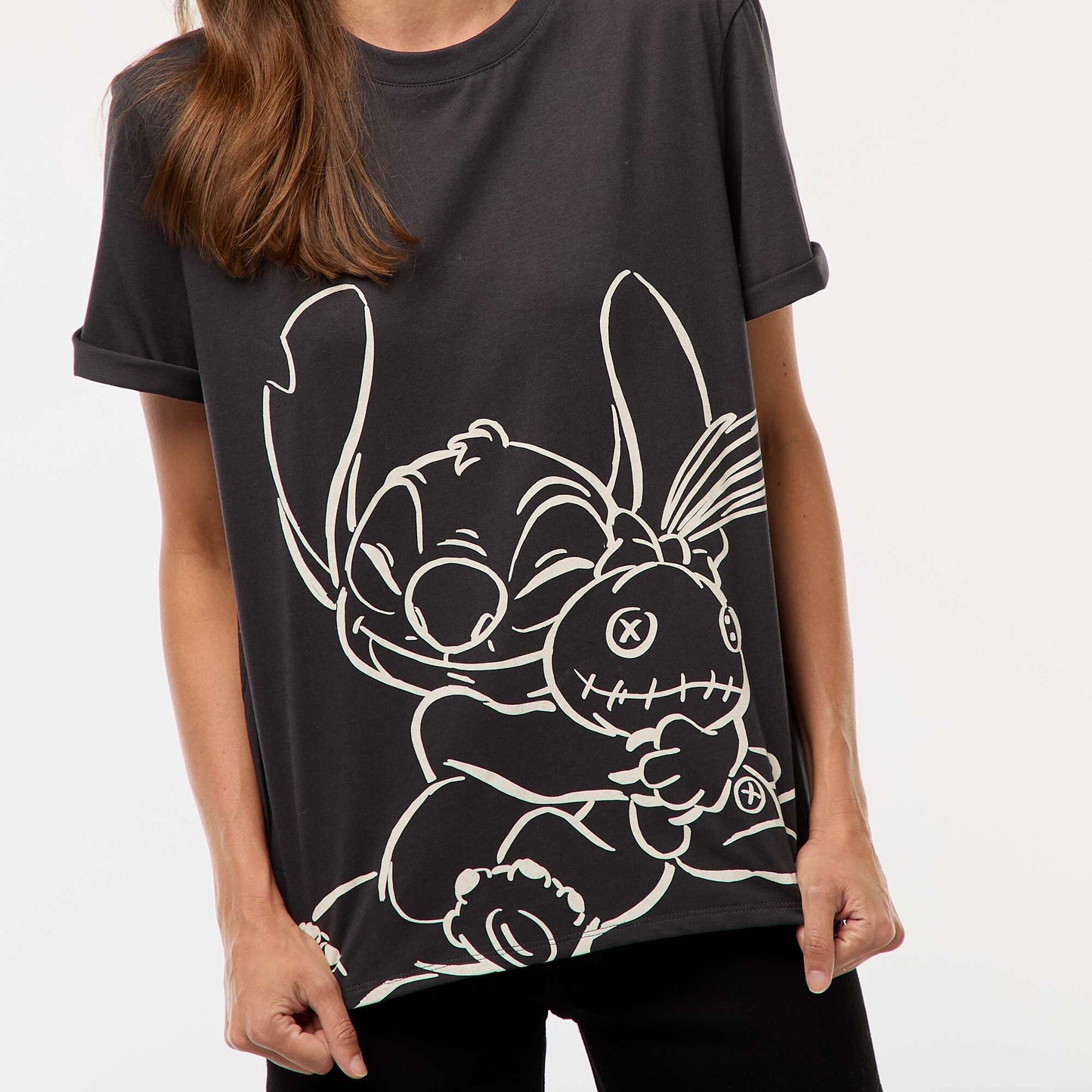 Tee-shirt imprimé 'Stitch' NOIR