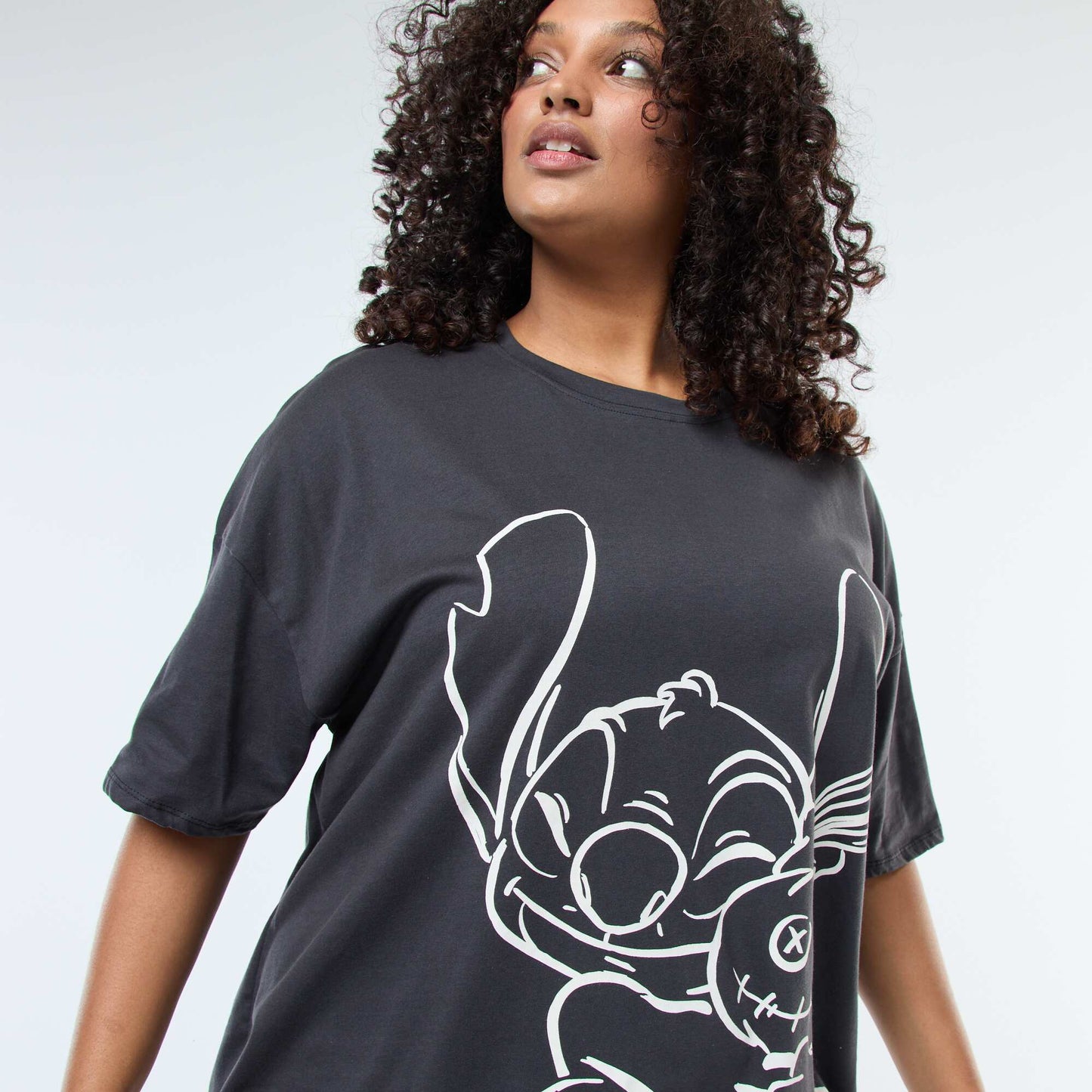 Tee-shirt 'Stitch' 'Disney' à manches courtes NOIR