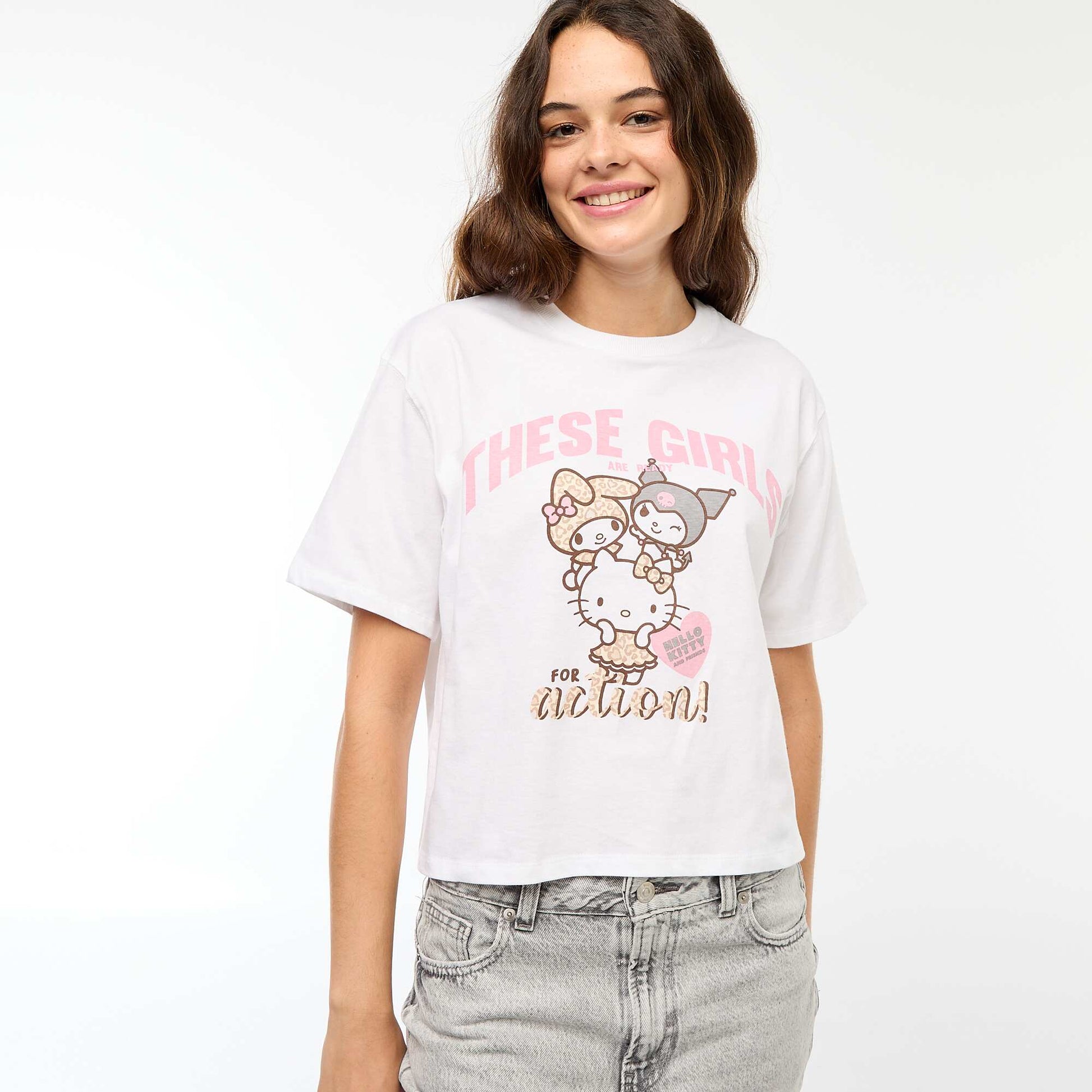 T-shirt imprimé 'Hello Kitty' BLANC