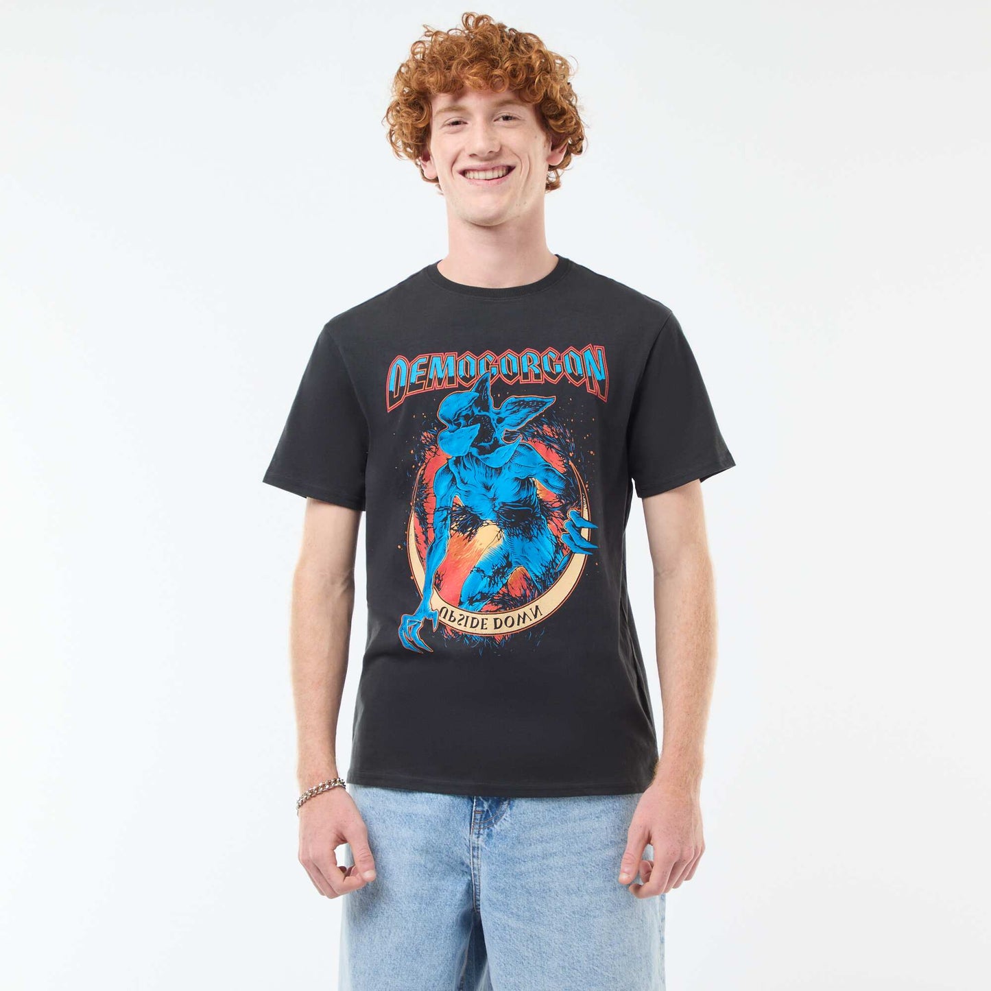 T-shirt 'Sun city' 'Stranger things' 'Netflix' en coton NOIR