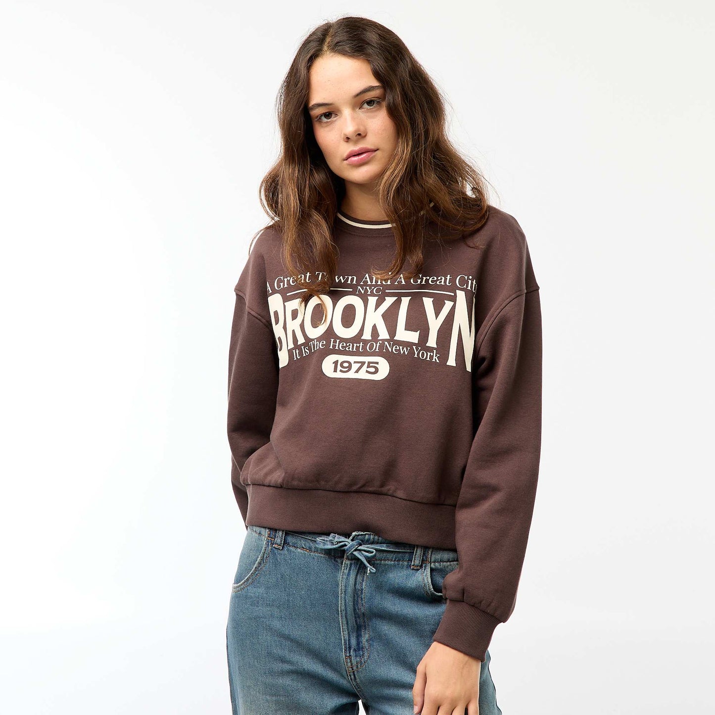 Sweat imprimé 'Brooklin' MARRON