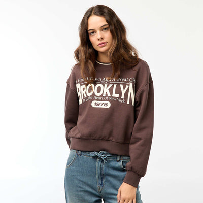 Sweat imprimé 'Brooklin' MARRON