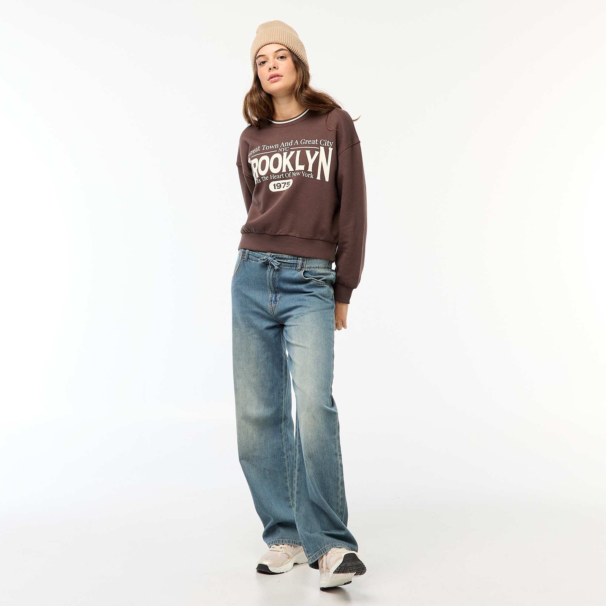 Sweat imprimé 'Brooklin' MARRON