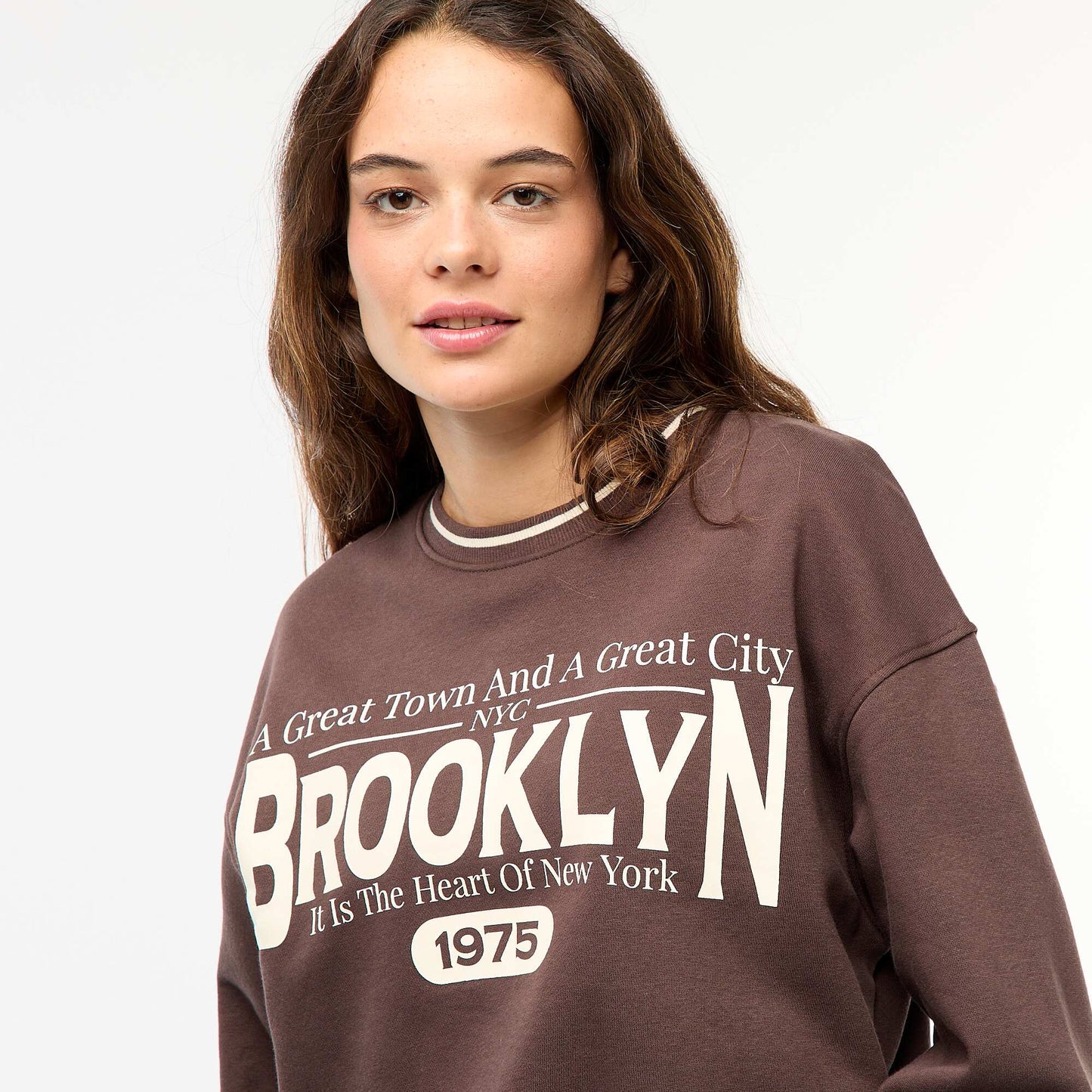Sweat imprimé 'Brooklin' MARRON