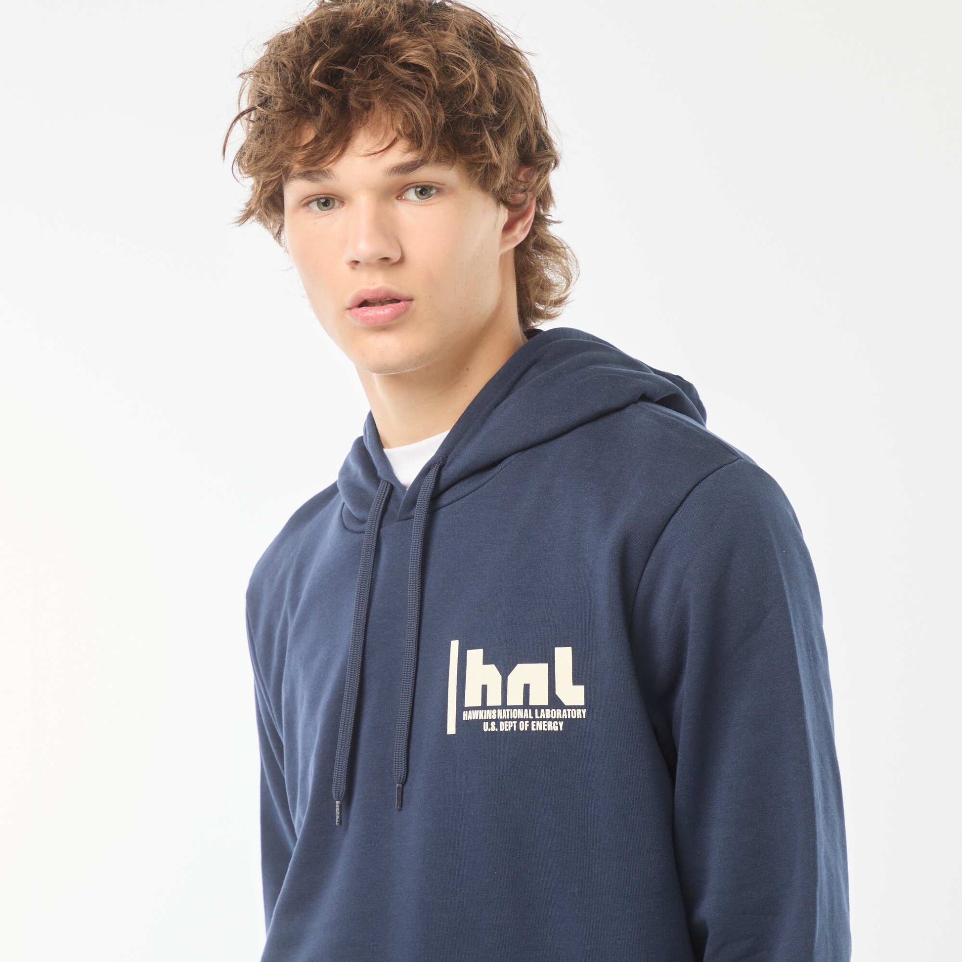 Sweat à capuche 'Stranger Things' imprimé recto-verso BLEU
