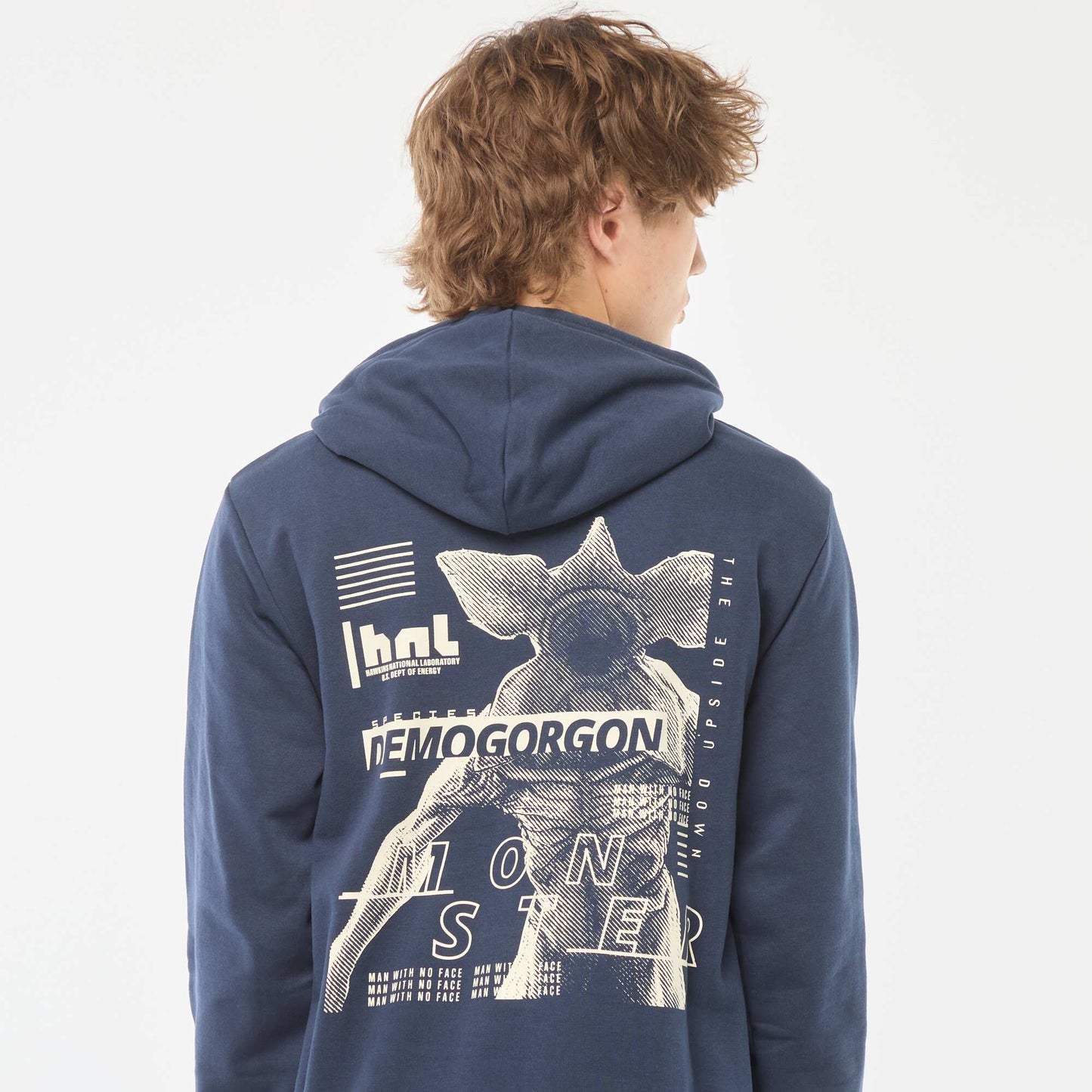 Sweat à capuche 'Stranger Things' imprimé recto-verso BLEU