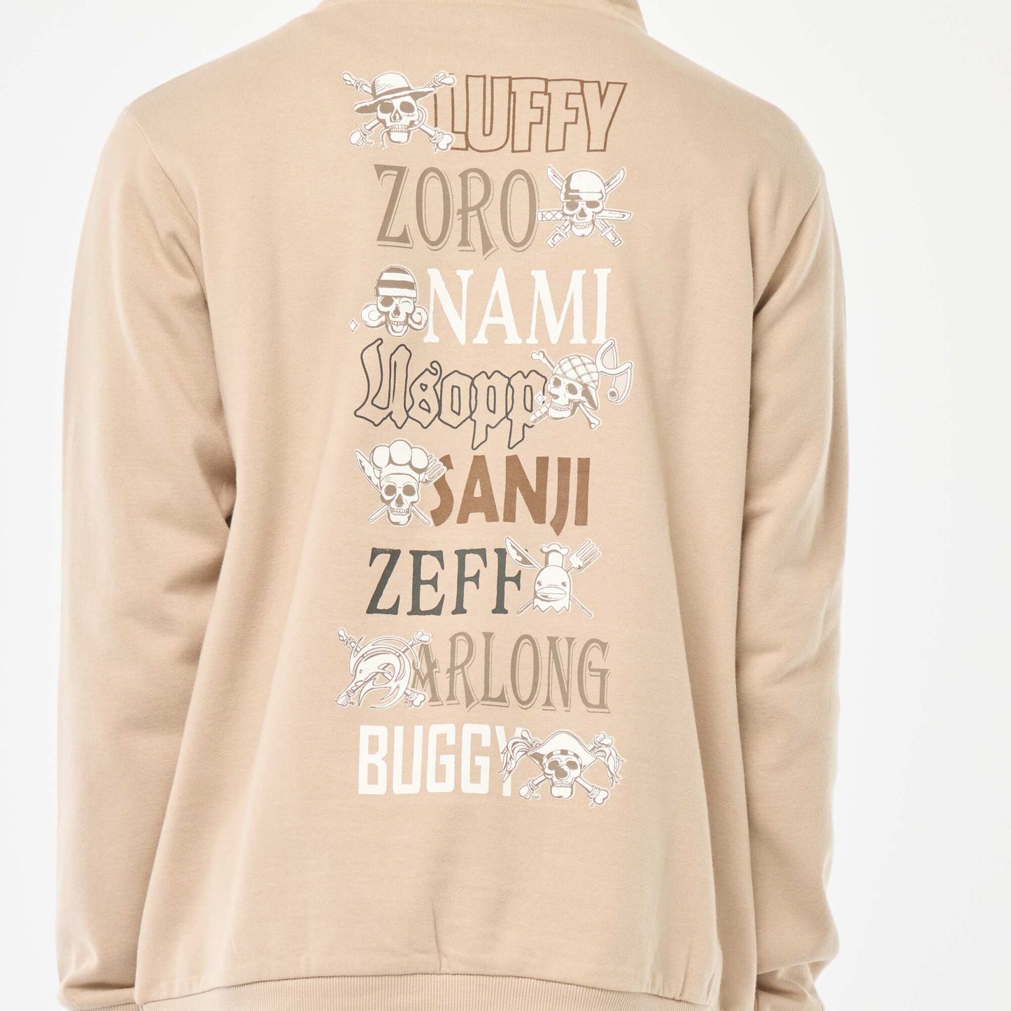 Sweat imprimé recto-verso 'One Piece' à capuche BEIGE