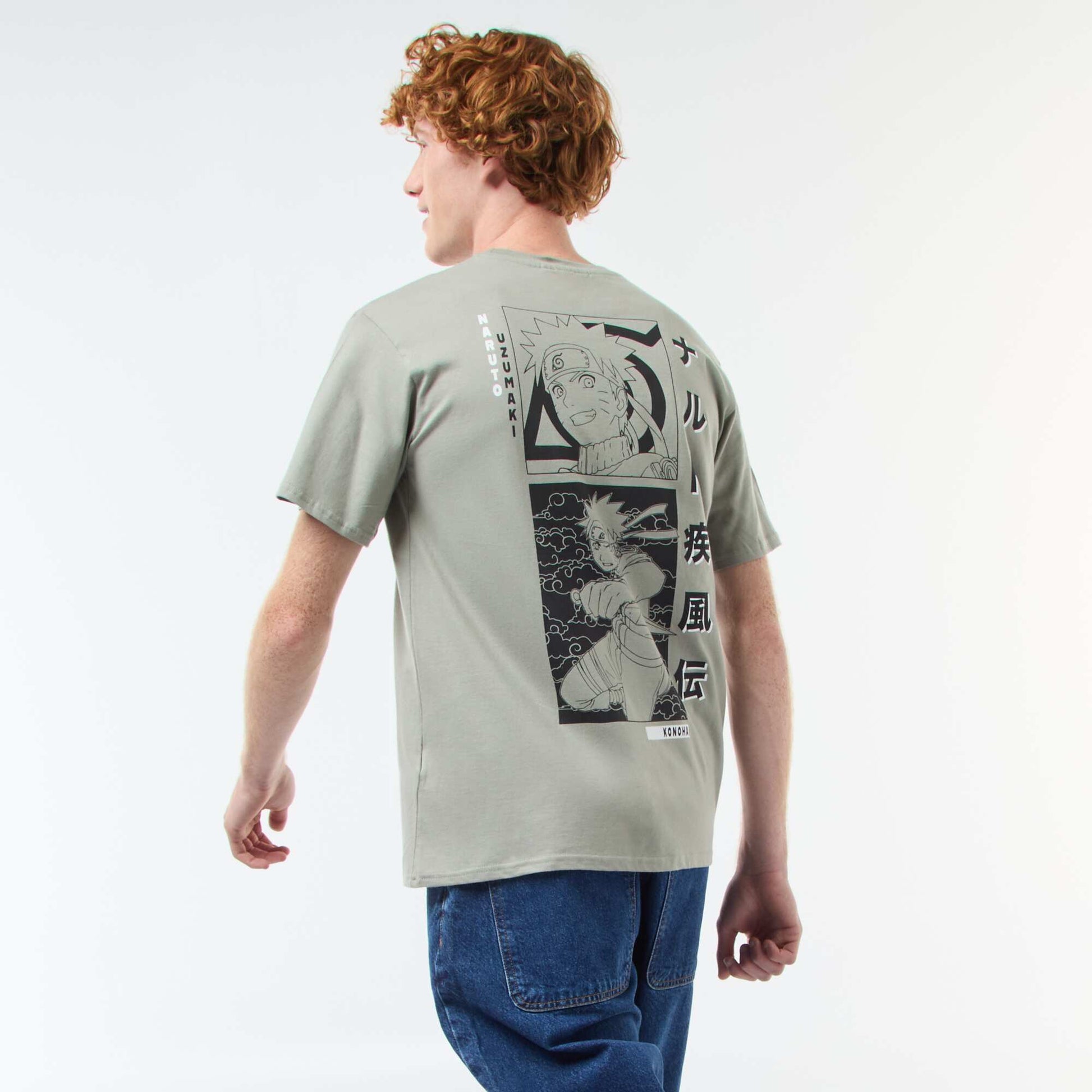 T-shirt imprimé 'Naruto' manches courtes VERT