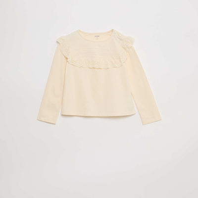 Blouse avec plastron avec broderies anglaises - So Easy BLANC