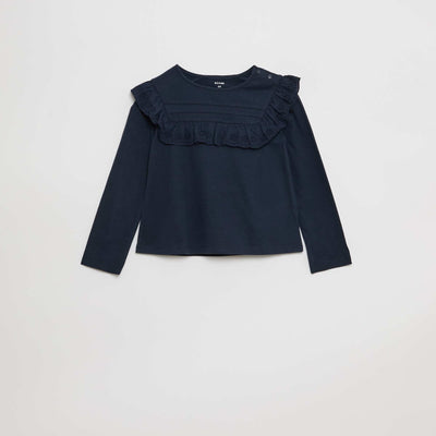 Blouse avec plastron avec broderies anglaises - So Easy BLEU