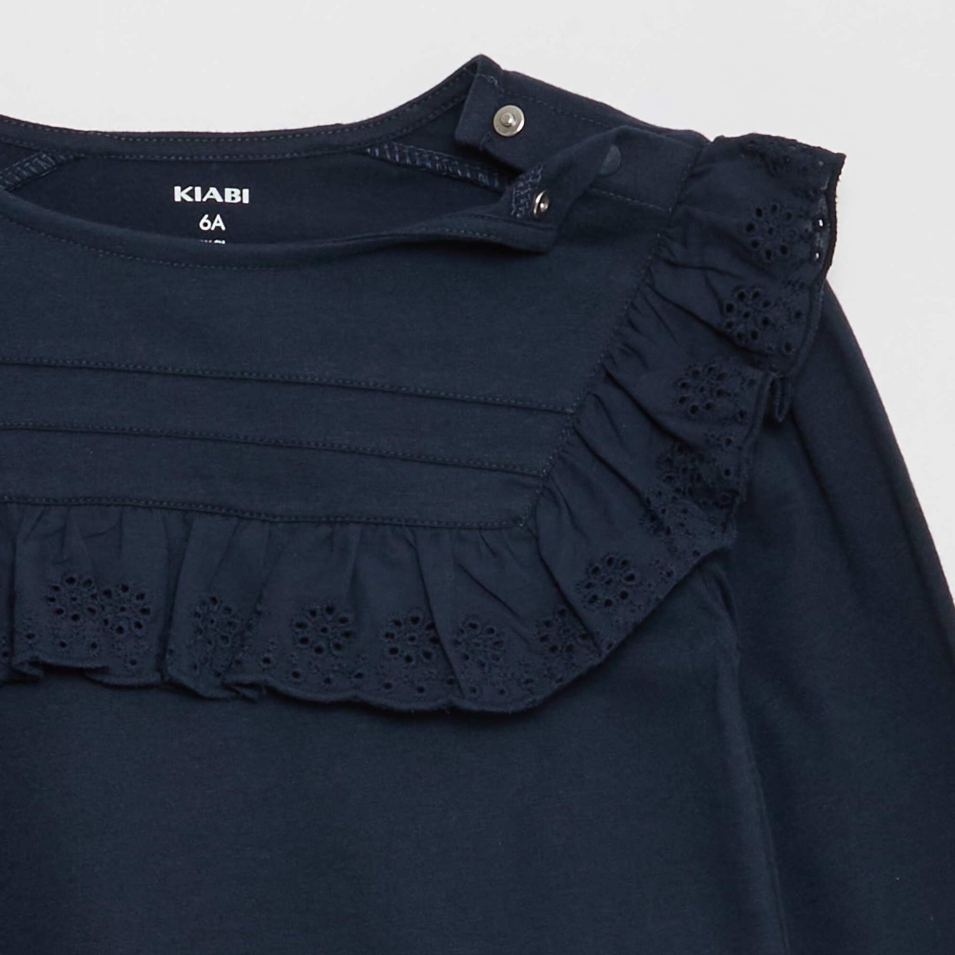 Blouse avec plastron avec broderies anglaises - So Easy BLEU