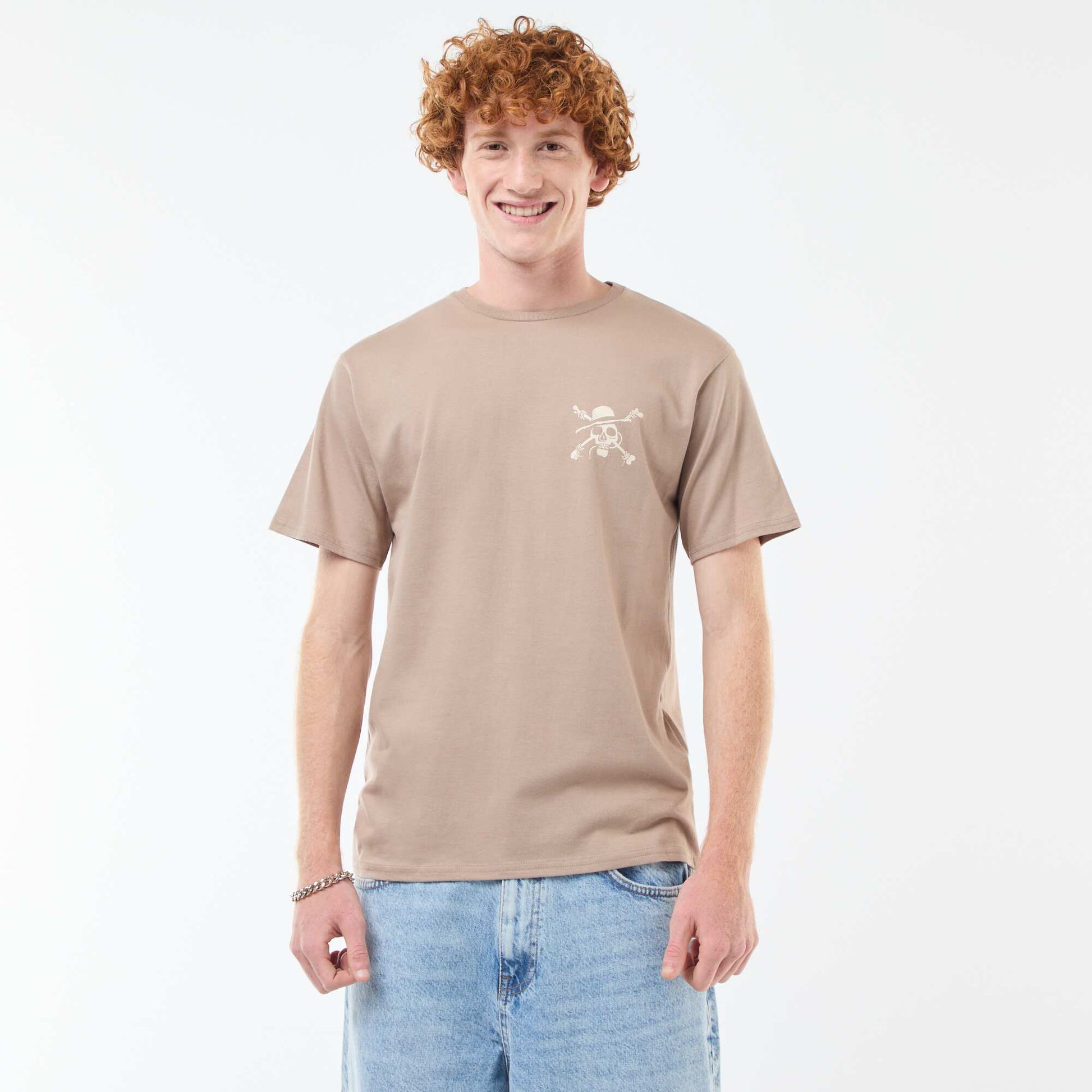 T-shirt 'Sun city' 'One piece' en coton BEIGE