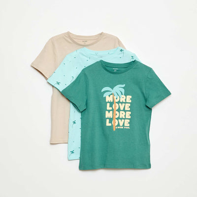 Lot de 3 tee-shirts style 'palmier' VERT