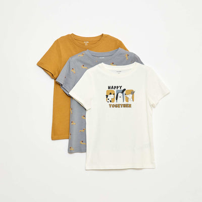 Lot de 3 tee-shirts style 'chien' BEIGE