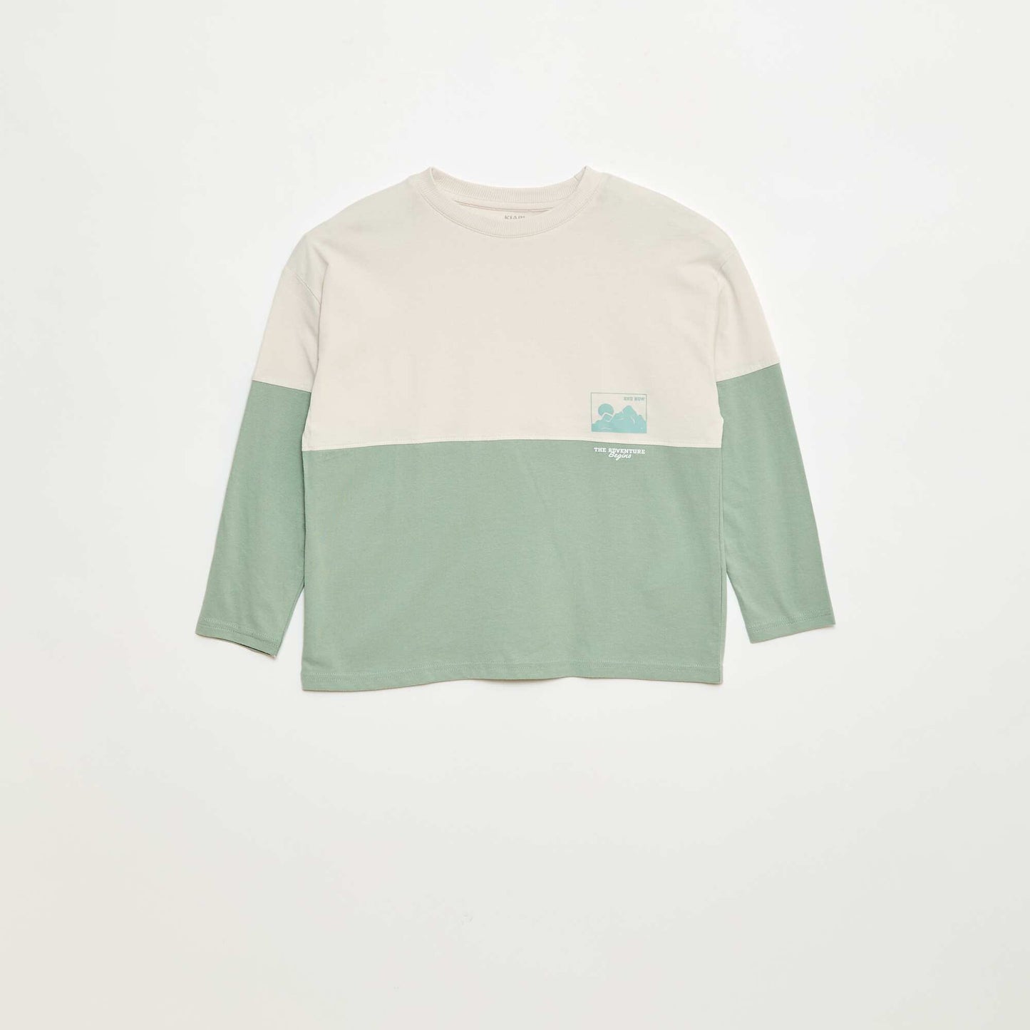 T-shirt en jersey à manches longues effet colorblock VERT