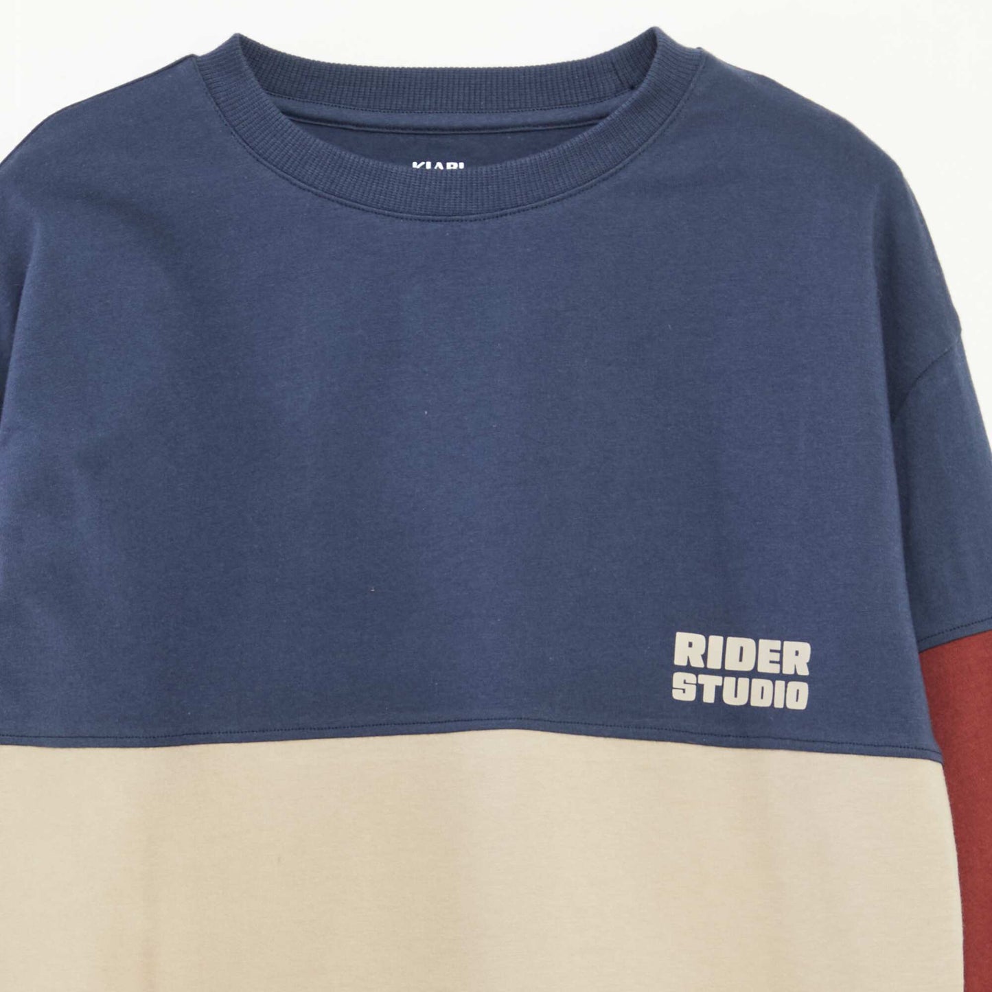 T-shirt en jersey à manches longues effet colorblock BLEU