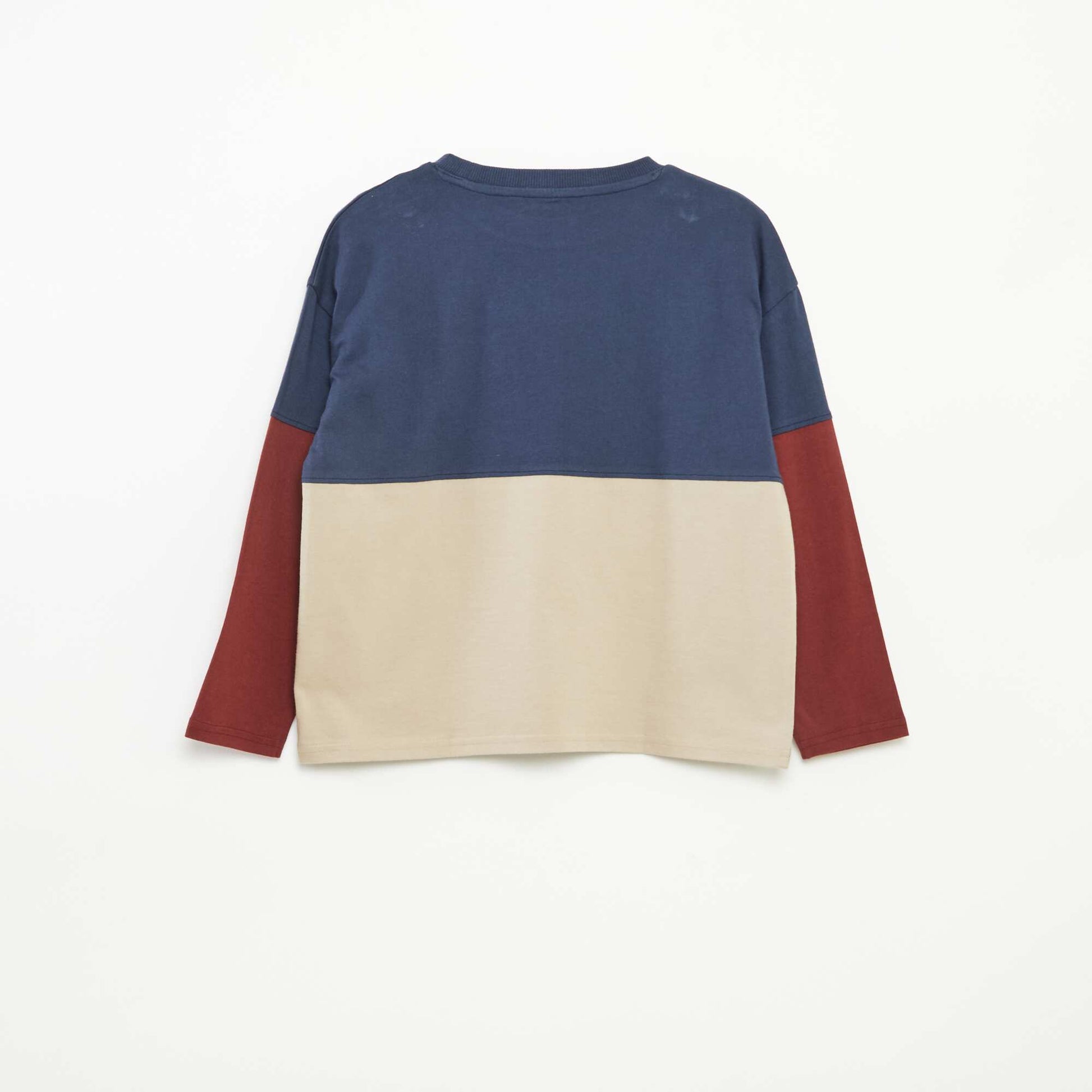 T-shirt en jersey à manches longues effet colorblock BLEU