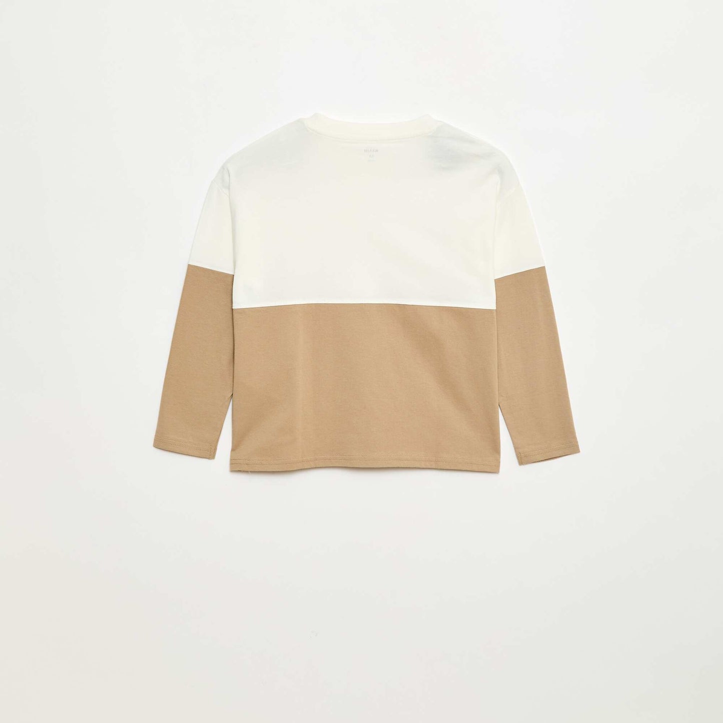 T-shirt en jersey à manches longues effet colorblock BEIGE