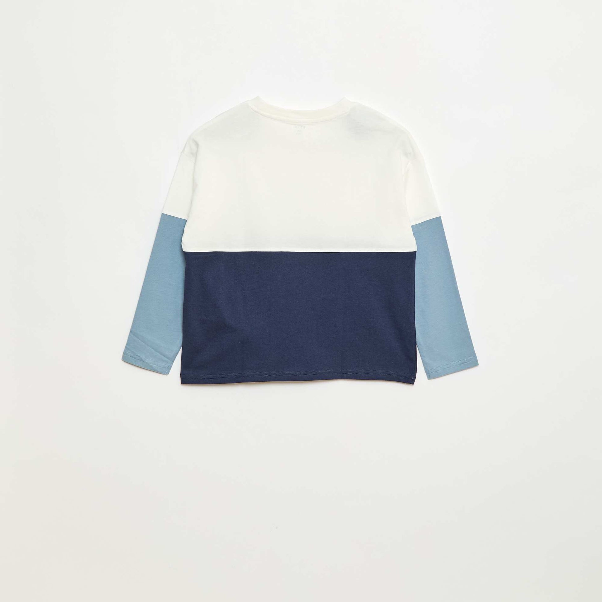 T-shirt en jersey à manches longues effet colorblock BLEU
