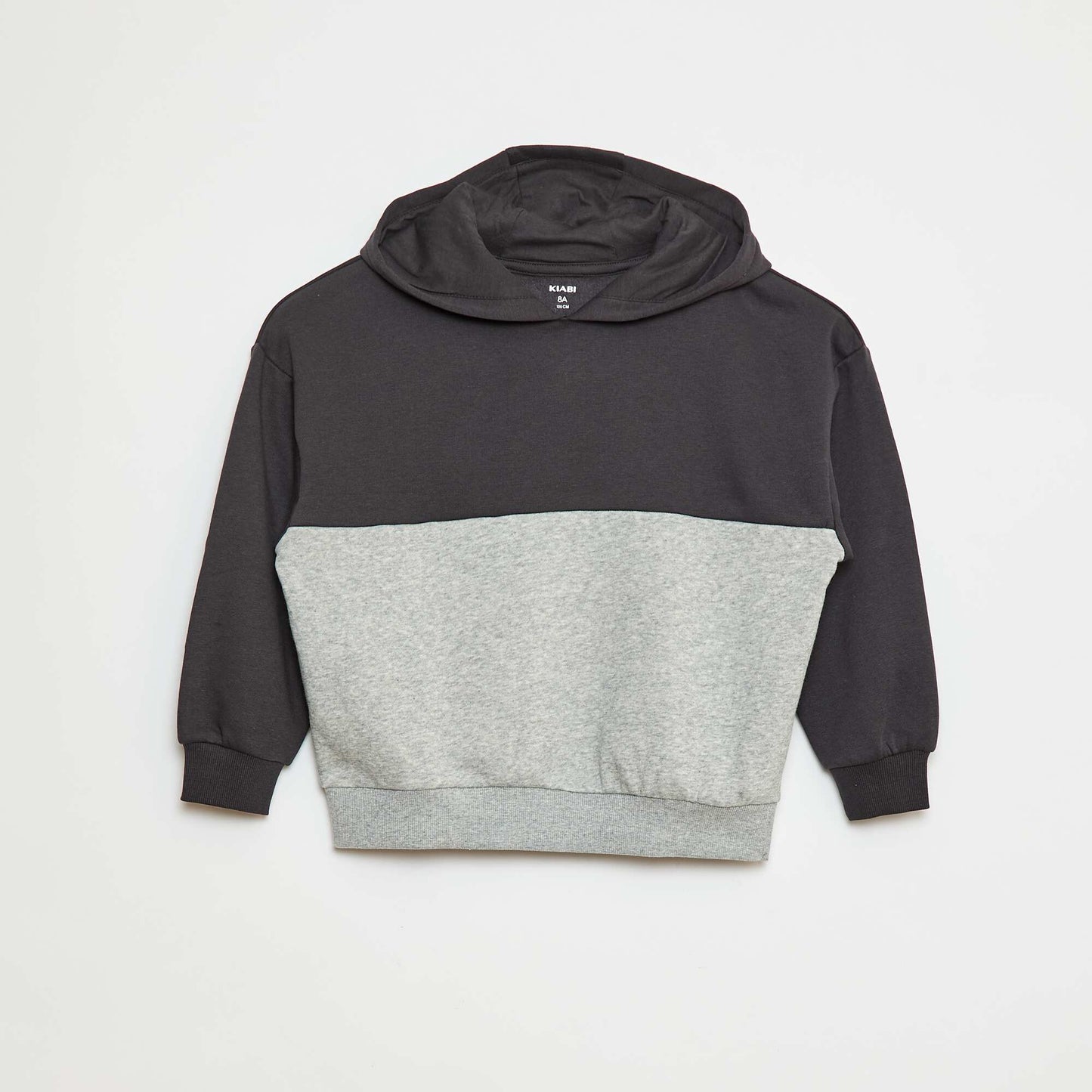 Sweat à capuche color block GRIS