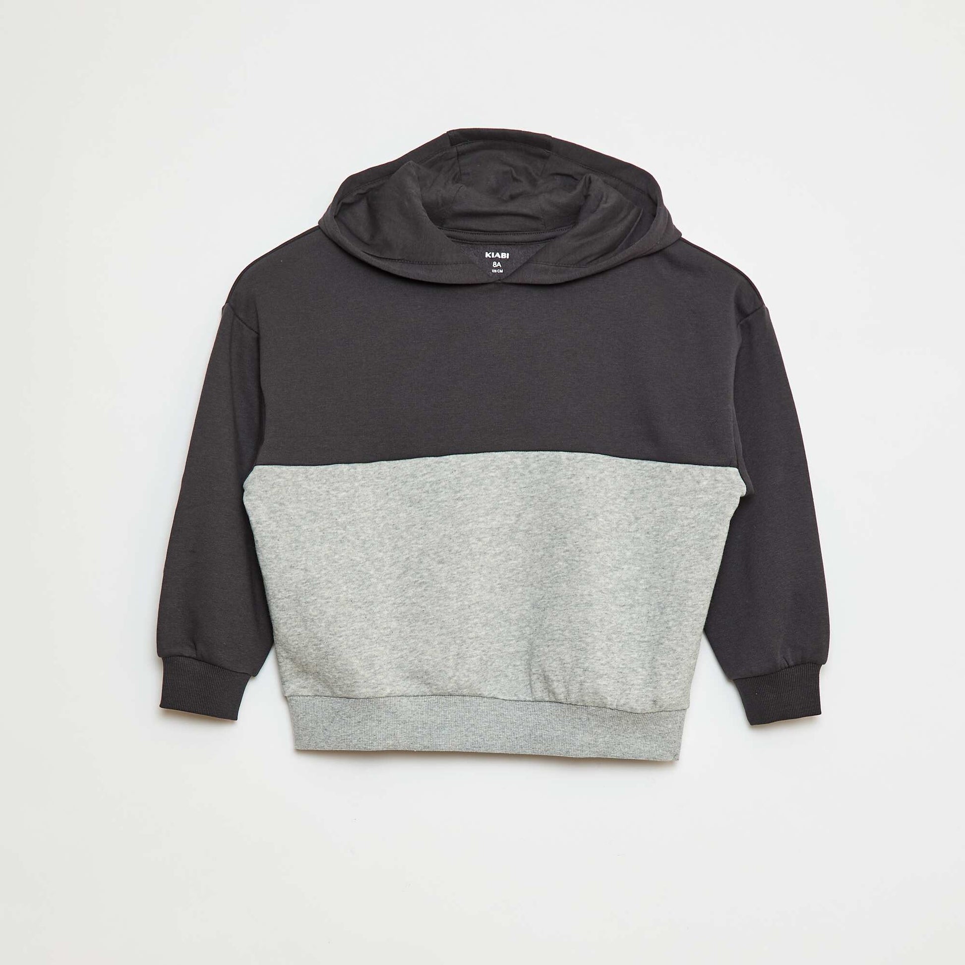 Sweat à capuche color block GRIS