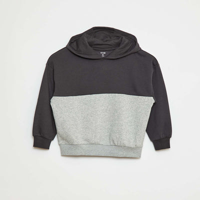 Sweat à capuche color block GRIS