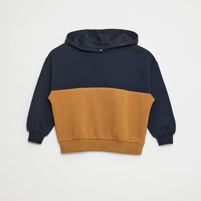 Sweat à capuche color block BLEU MARINE